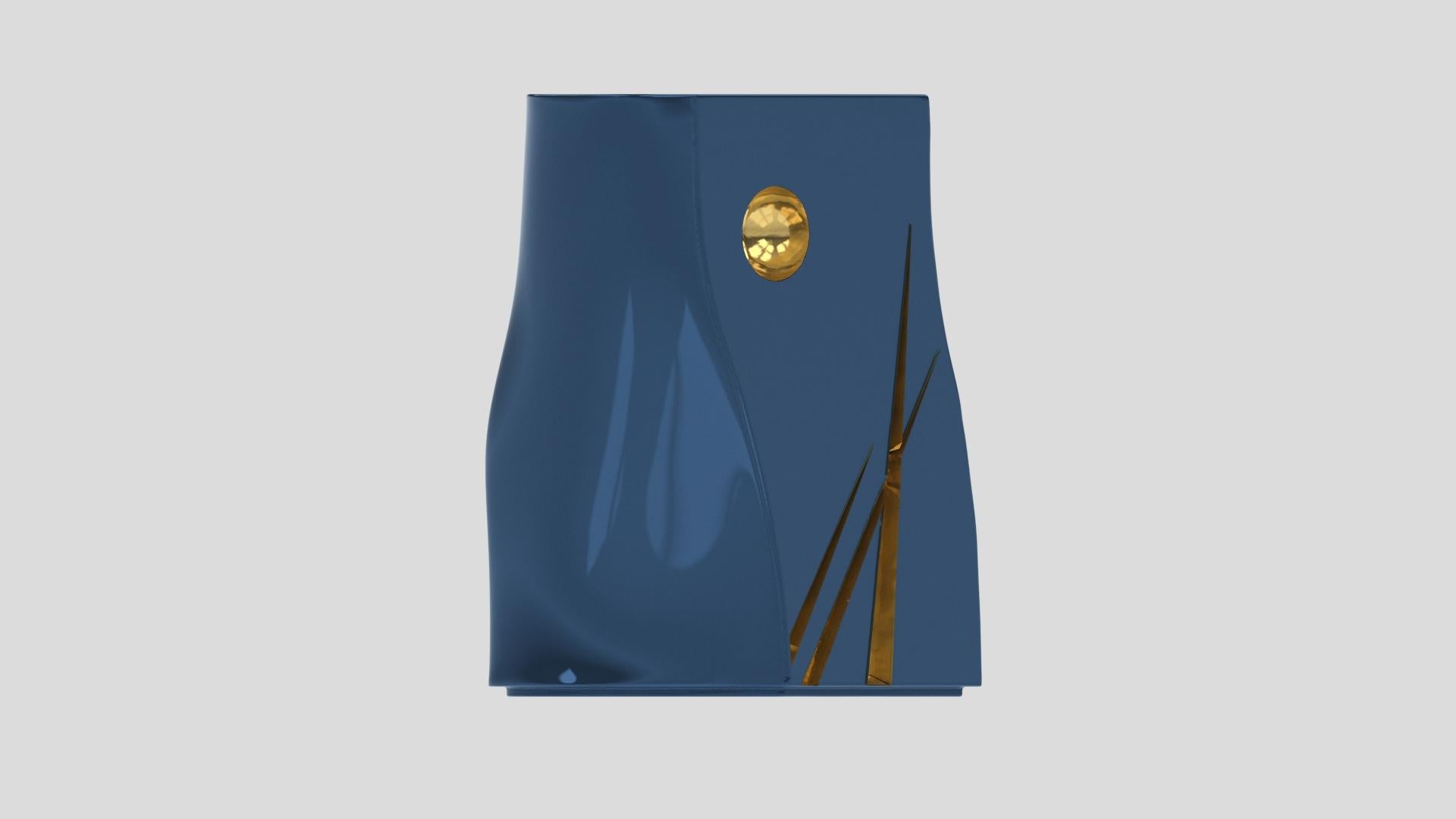 Beistelltisch Adelma, Linien 1, Mondblau/Gold (Französisch) im Angebot