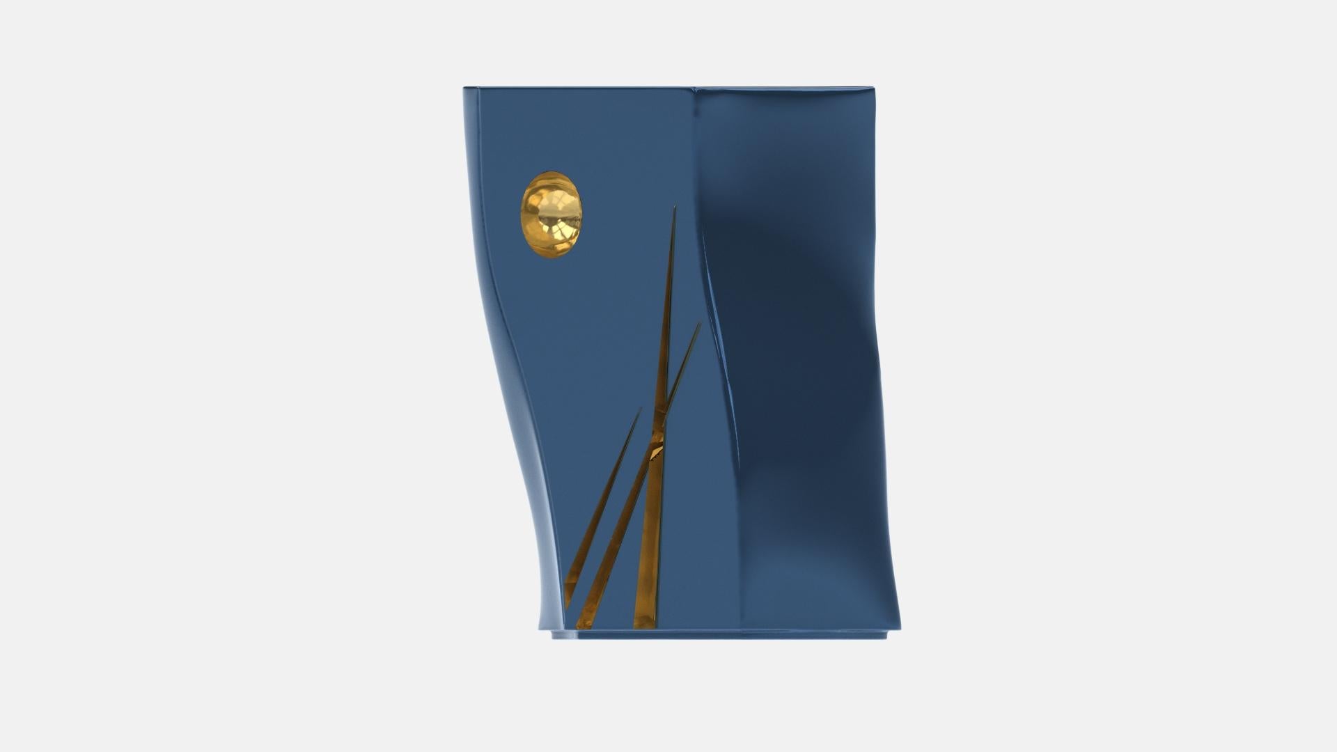 Beistelltisch Adelma, Linien 1, Mondblau/Gold im Zustand „Neu“ im Angebot in VALENCE, FR