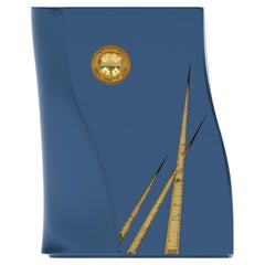 Tavolino Adelma, lignes 1, blu lunare/oro