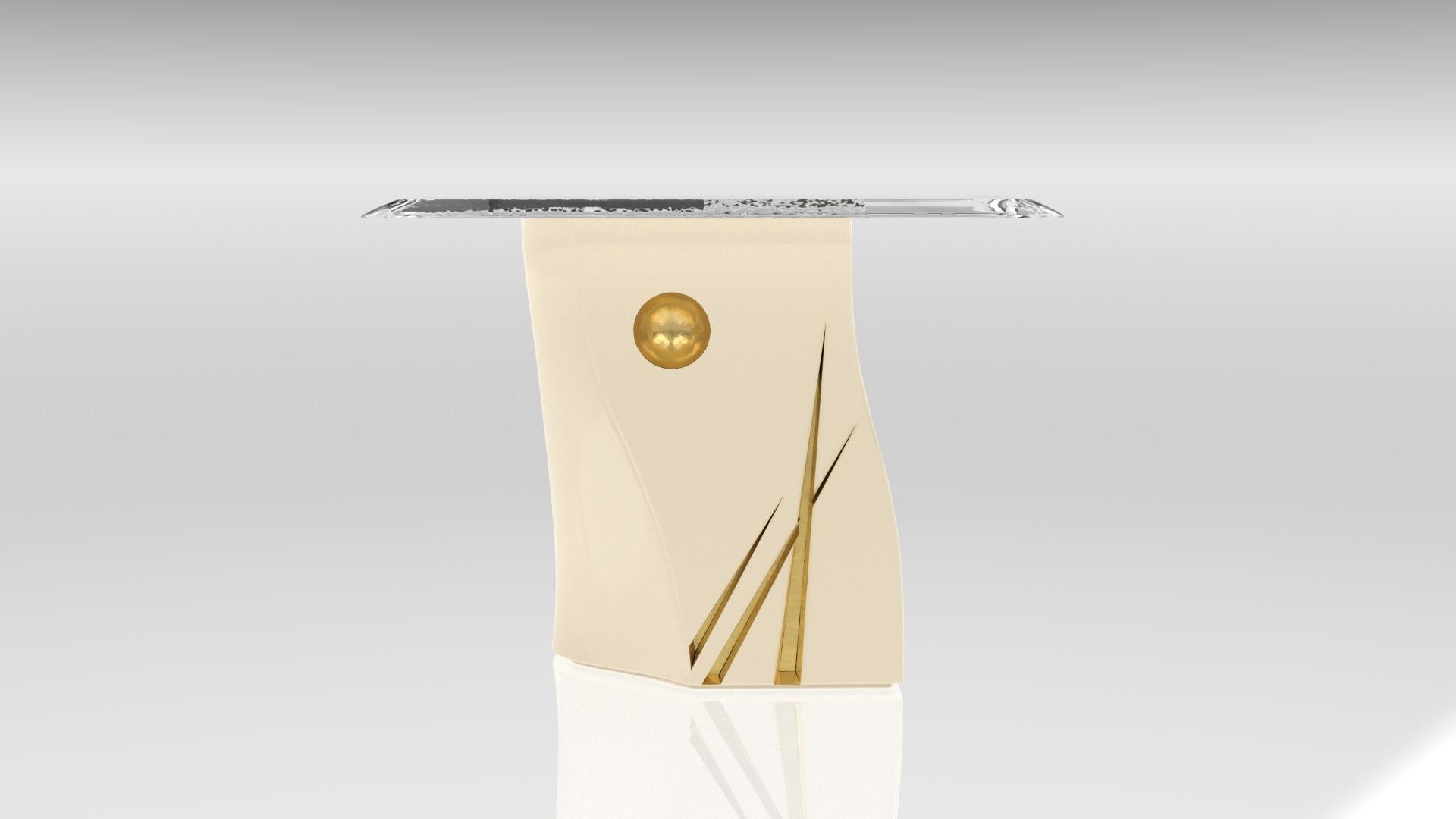 Tavolino Adelma, lignes 1, Porcelaine White/gold in vendita 3