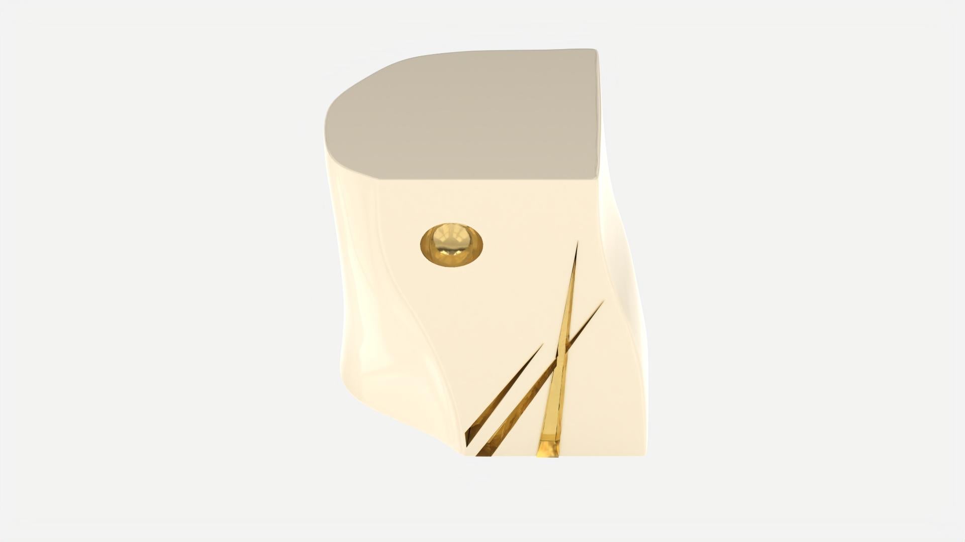 Francese Tavolino Adelma, lignes 1, Porcelaine White/gold in vendita