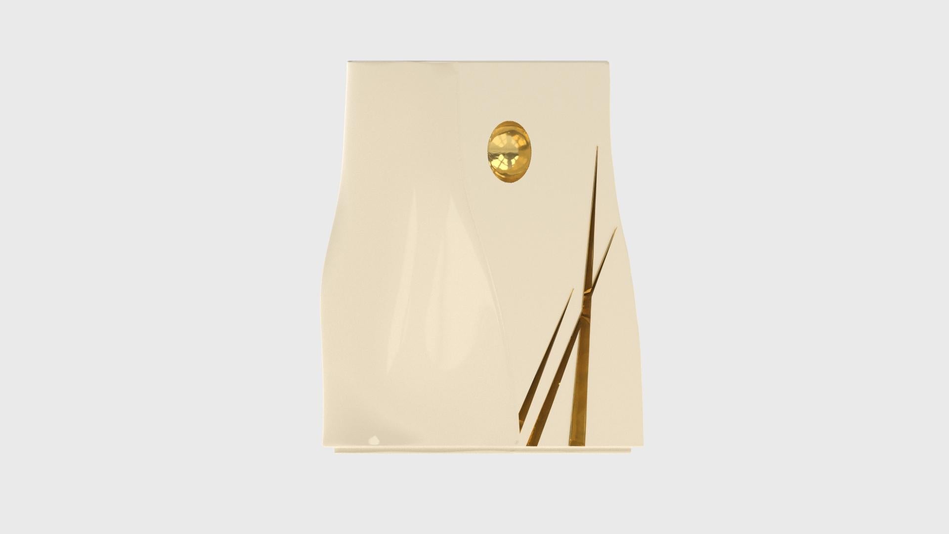 Tavolino Adelma, lignes 1, Porcelaine White/gold In condizioni Nuovo in vendita a VALENCE, FR