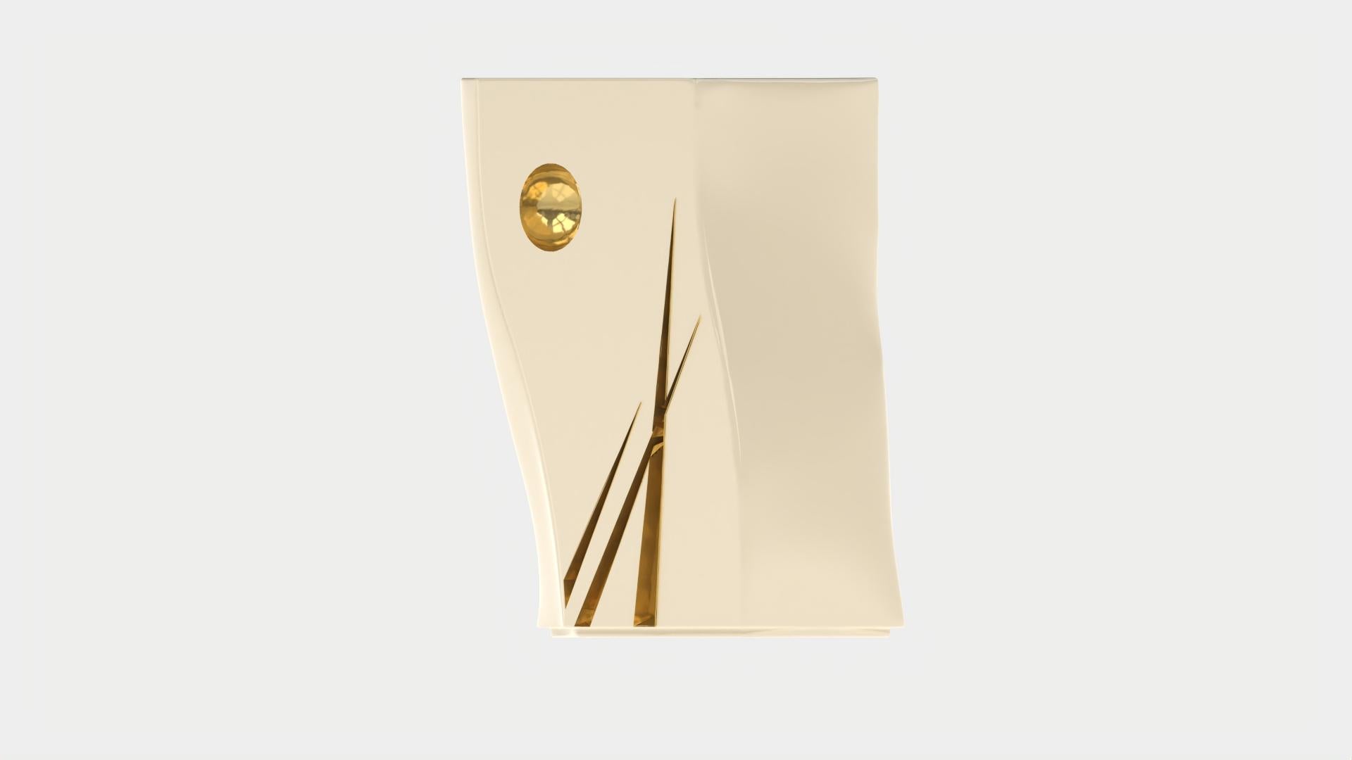 Plexiglass Tavolino Adelma, lignes 1, Porcelaine White/gold in vendita