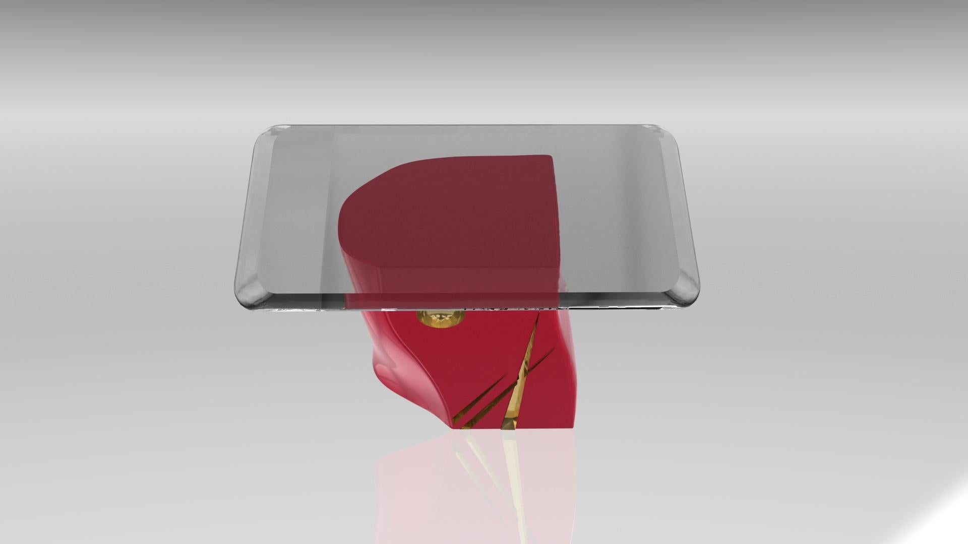 Table d'appoint Adelma, lignes 1, rouge/or Ombrie en vente 3