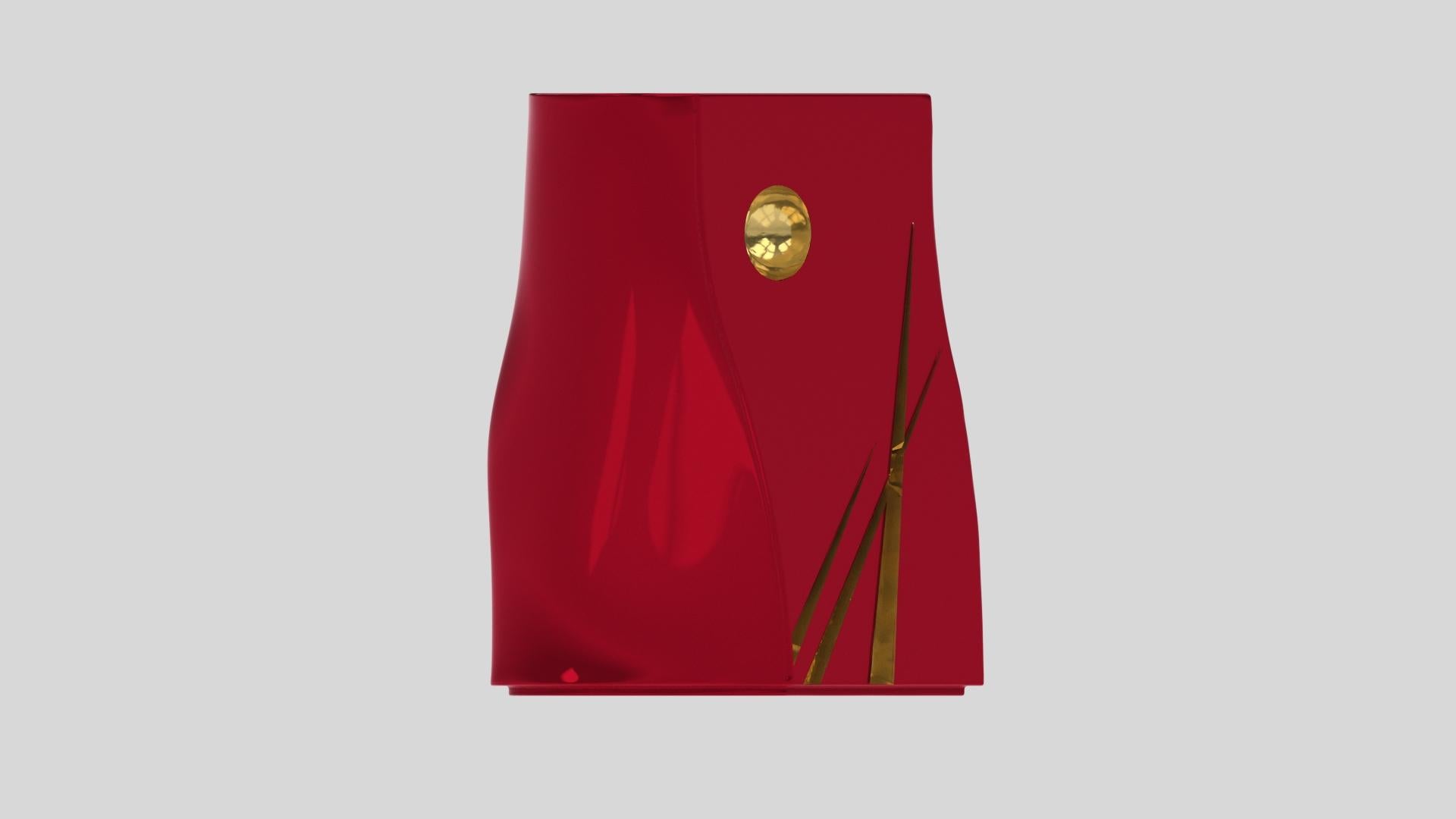 Table d'appoint Adelma, lignes 1, rouge/or Ombrie Neuf - En vente à VALENCE, FR