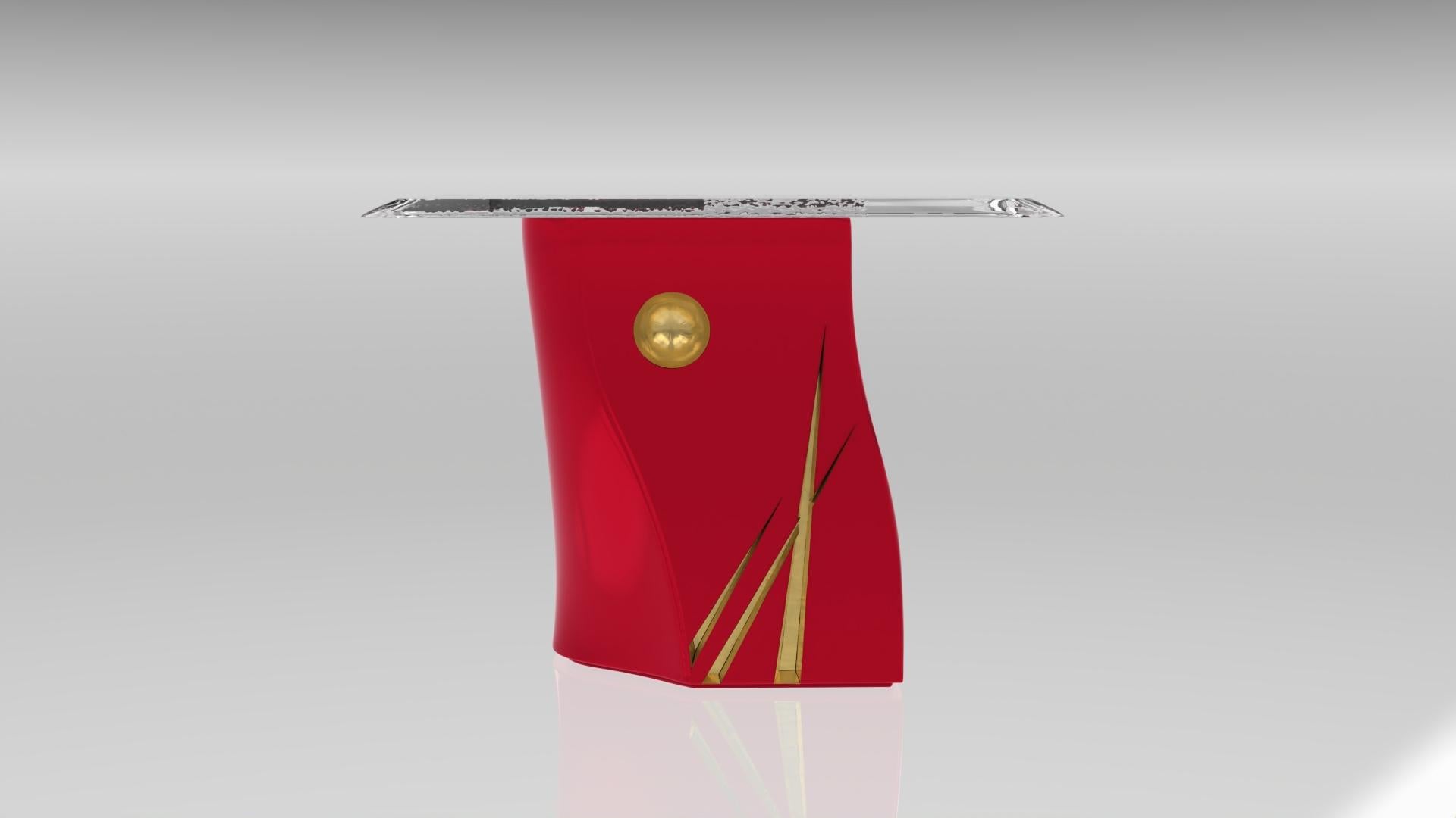 Table d'appoint Adelma, lignes 1, rouge/or Ombrie en vente 2