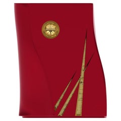 Tavolino Adelma, lignes 1, rosso umbro/oro