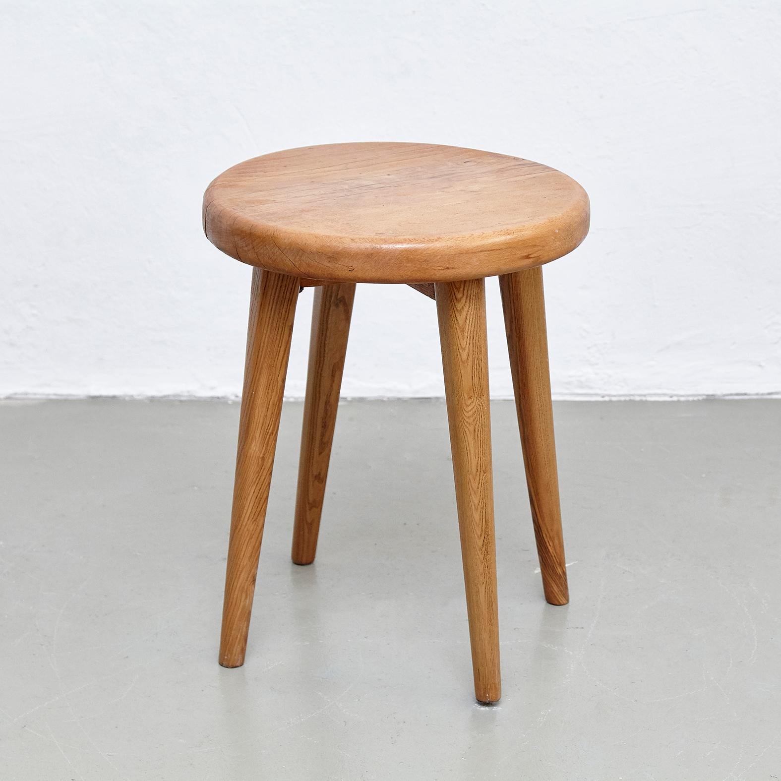Mid-Century Modern After Pierre Jeanneret, Mid Century Modern, Wood French Side Table, circa 1960