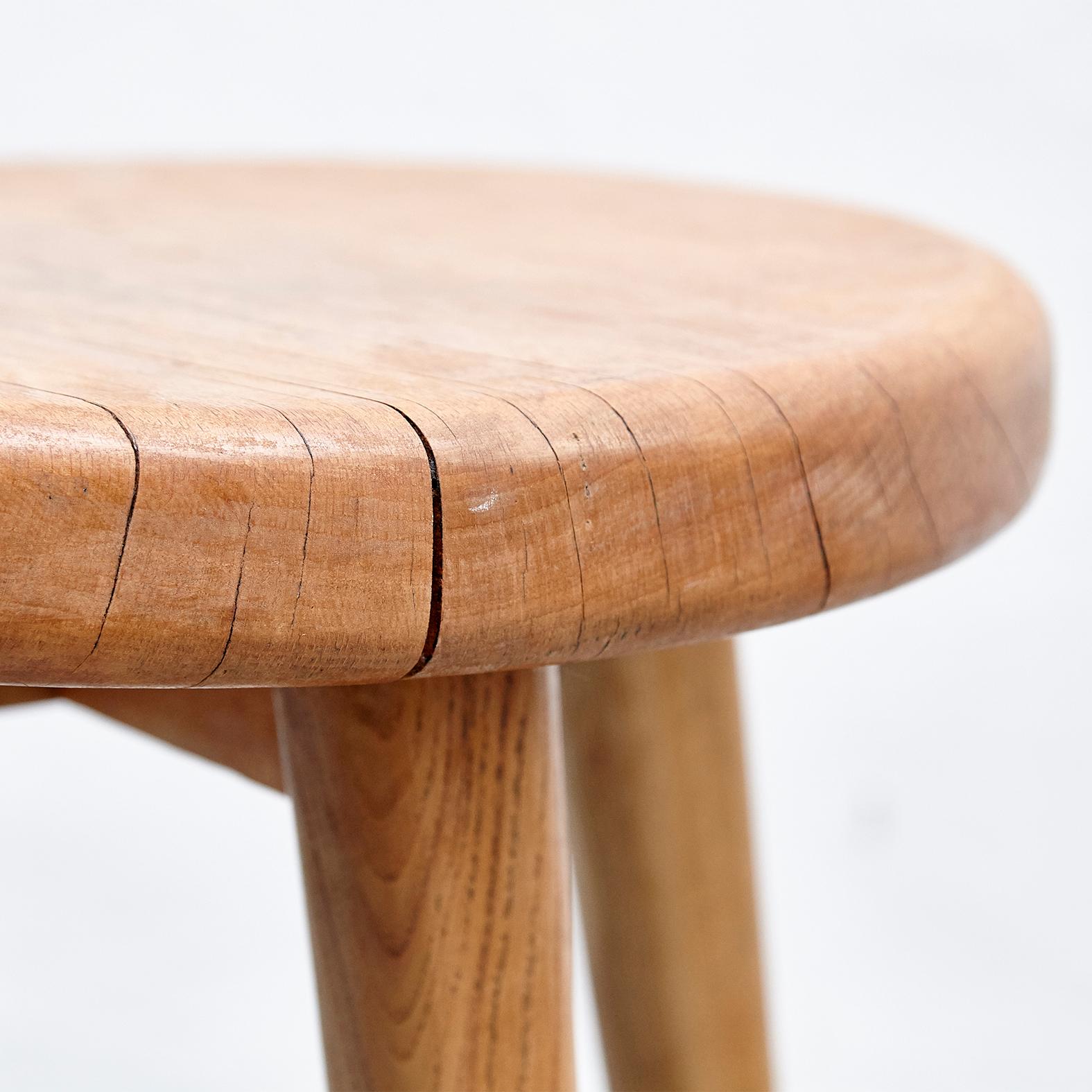 After Pierre Jeanneret, Mid Century Modern, Wood French Side Table, circa 1960 2