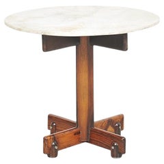 Table d'appoint Alex en bois dur, marbre et chrome, Sergio Rodrigues, années 1960
