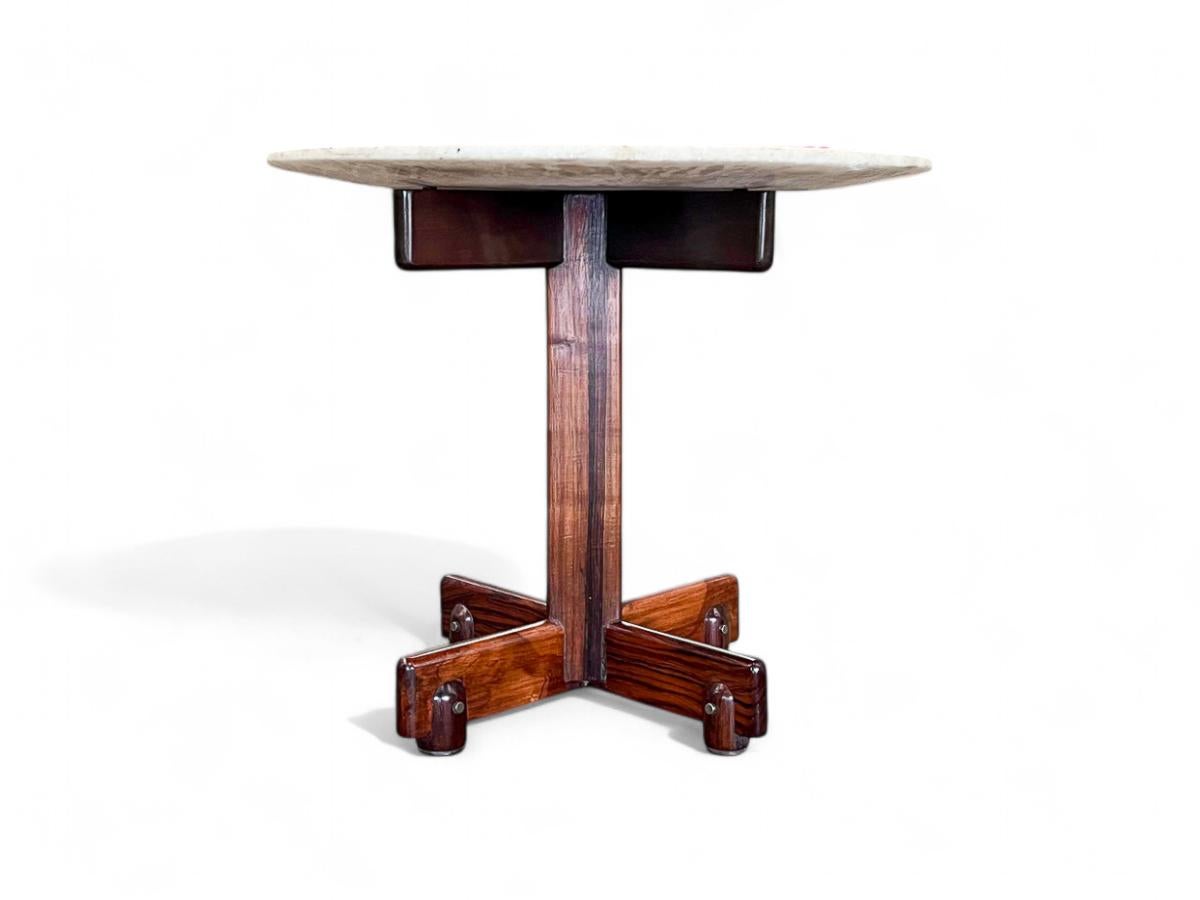Side Table “Alex” in Hardwood, Marble & Chrome, Sergio Rodrigues, 1960's In Good Condition In New York, NY