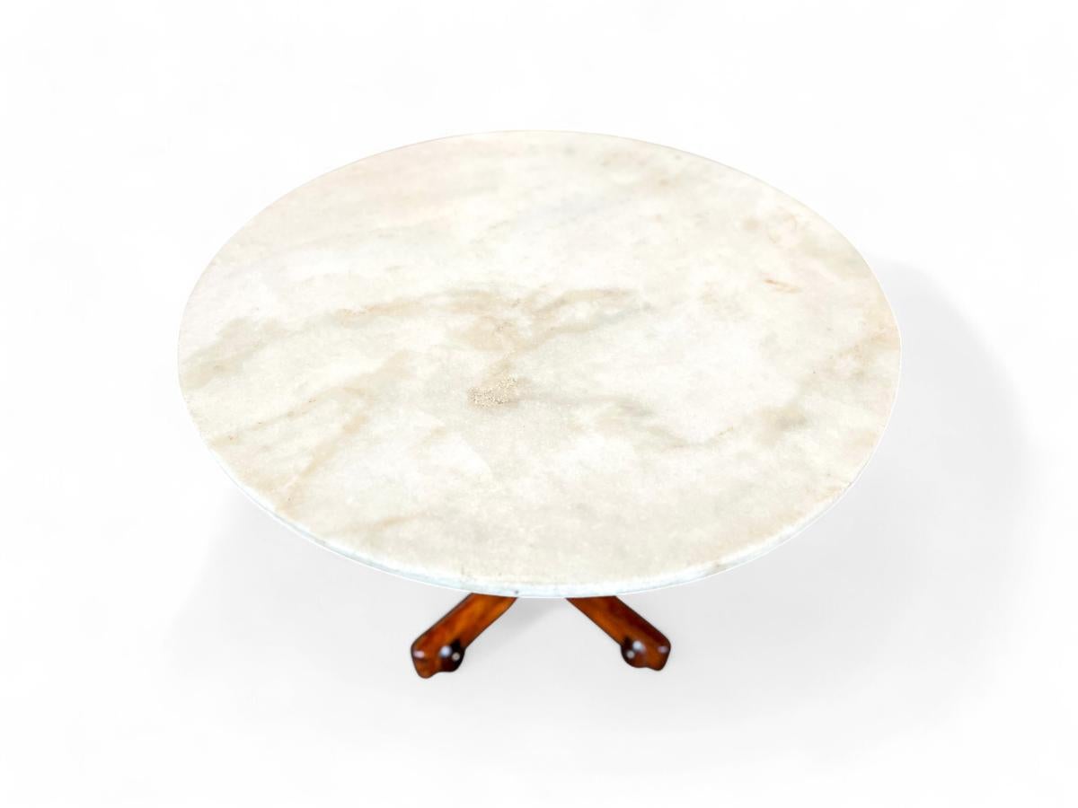 Side Table “Alex” in Hardwood, Marble & Chrome, Sergio Rodrigues, 1960's 1