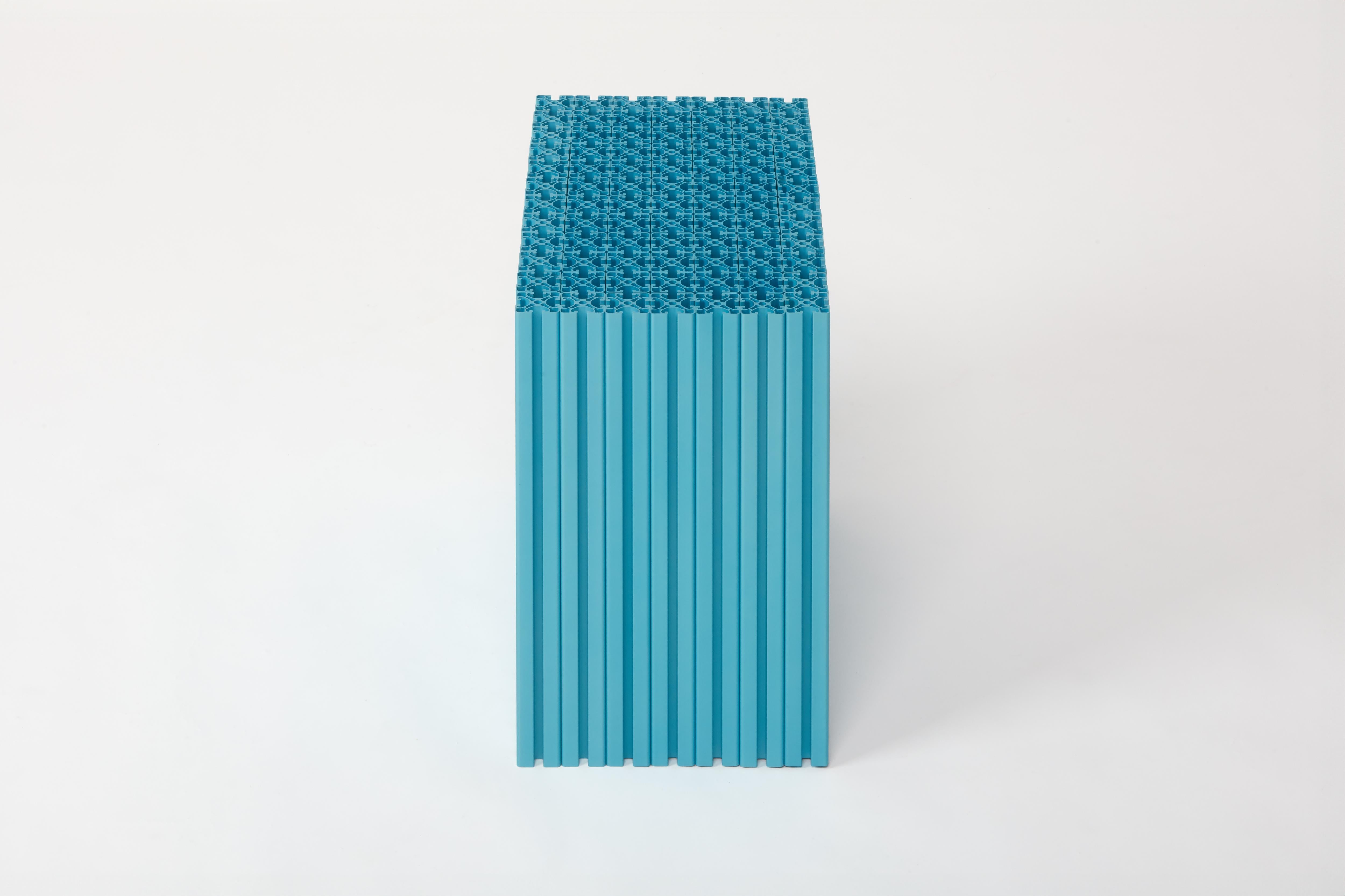 Spanish Blue Cyan Anodized Aluminum Side Table / Plinth by Antoni Pallejà For Sale