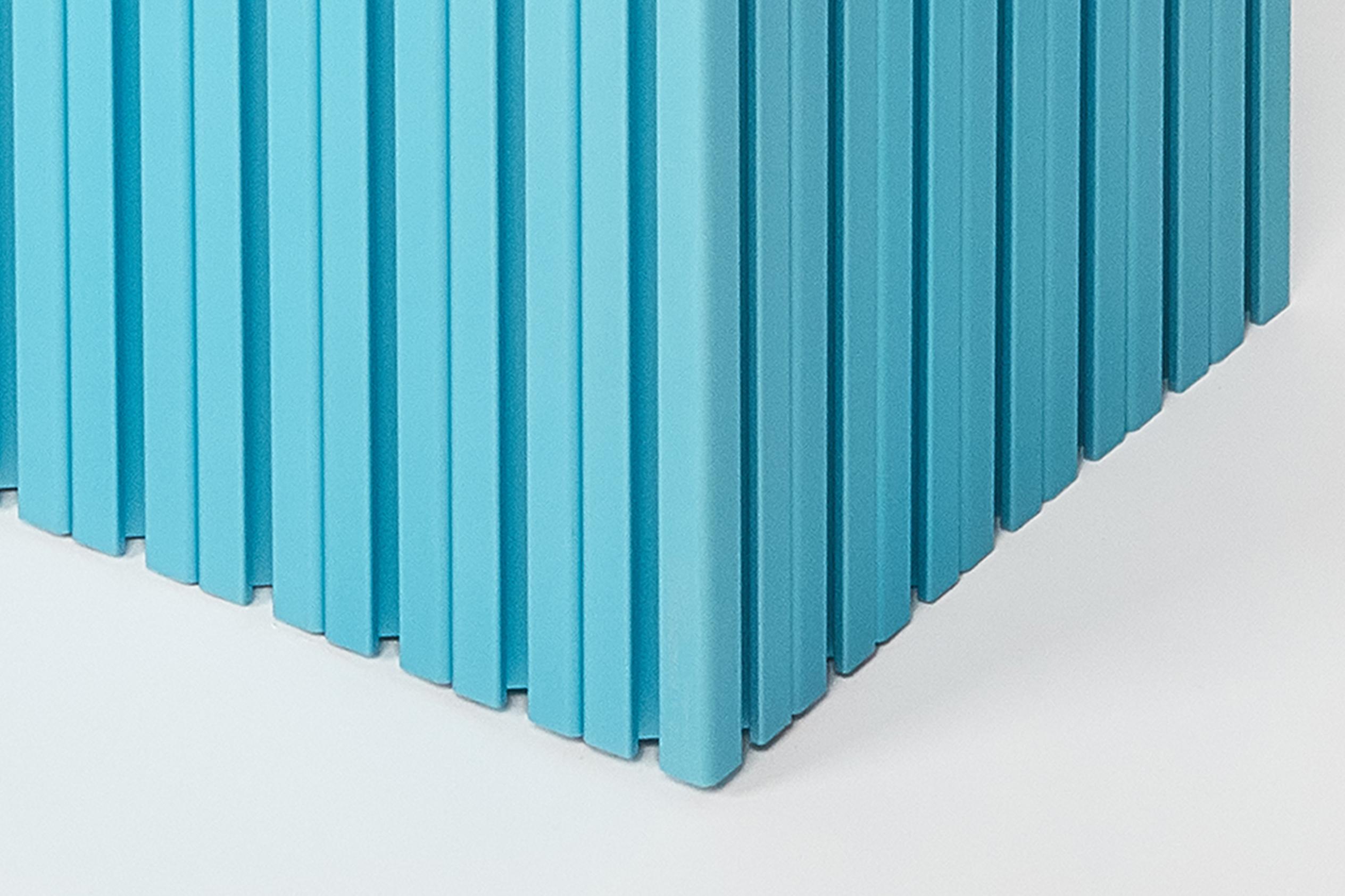 Contemporary Blue Cyan Anodized Aluminum Side Table / Plinth by Antoni Pallejà For Sale