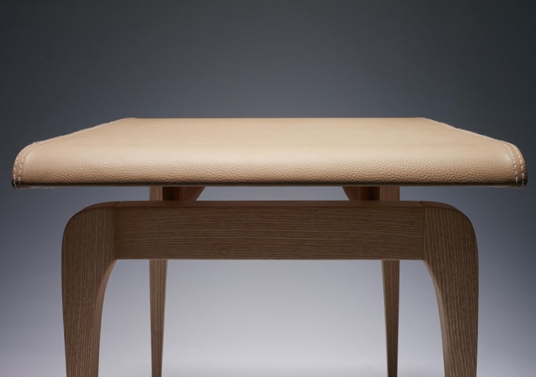 Side Table, AMA by Reda Amalou. Elegant corner table, Leather and