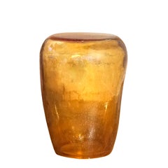 Side Table and Stool, ISOLA BIG, Murano Blown Glass, Topaz Pulegoso, Kanz