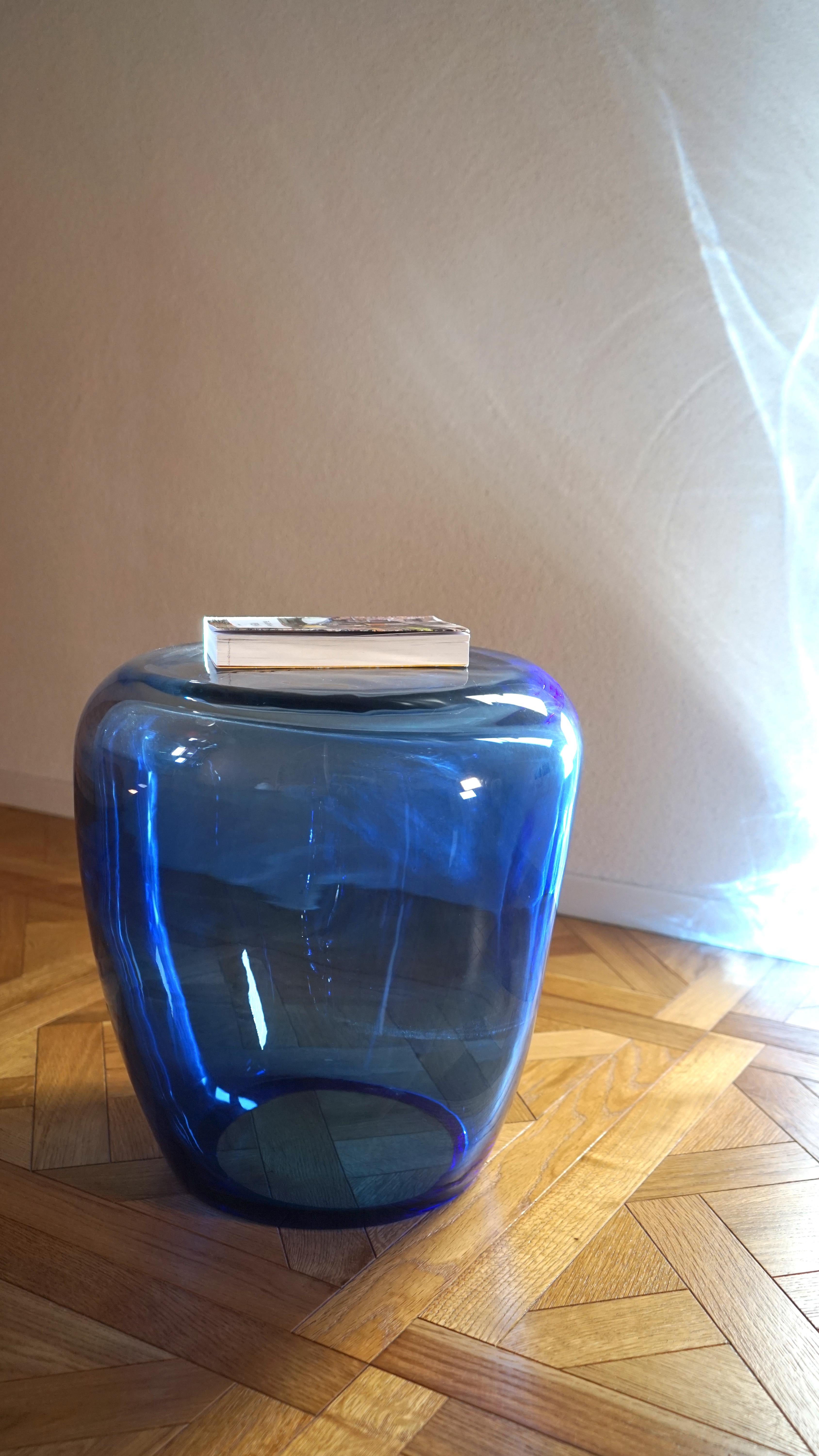 Side Table and Stool, Isola , Murano Blown Glass, Clear Blue KANZ, available For Sale 2