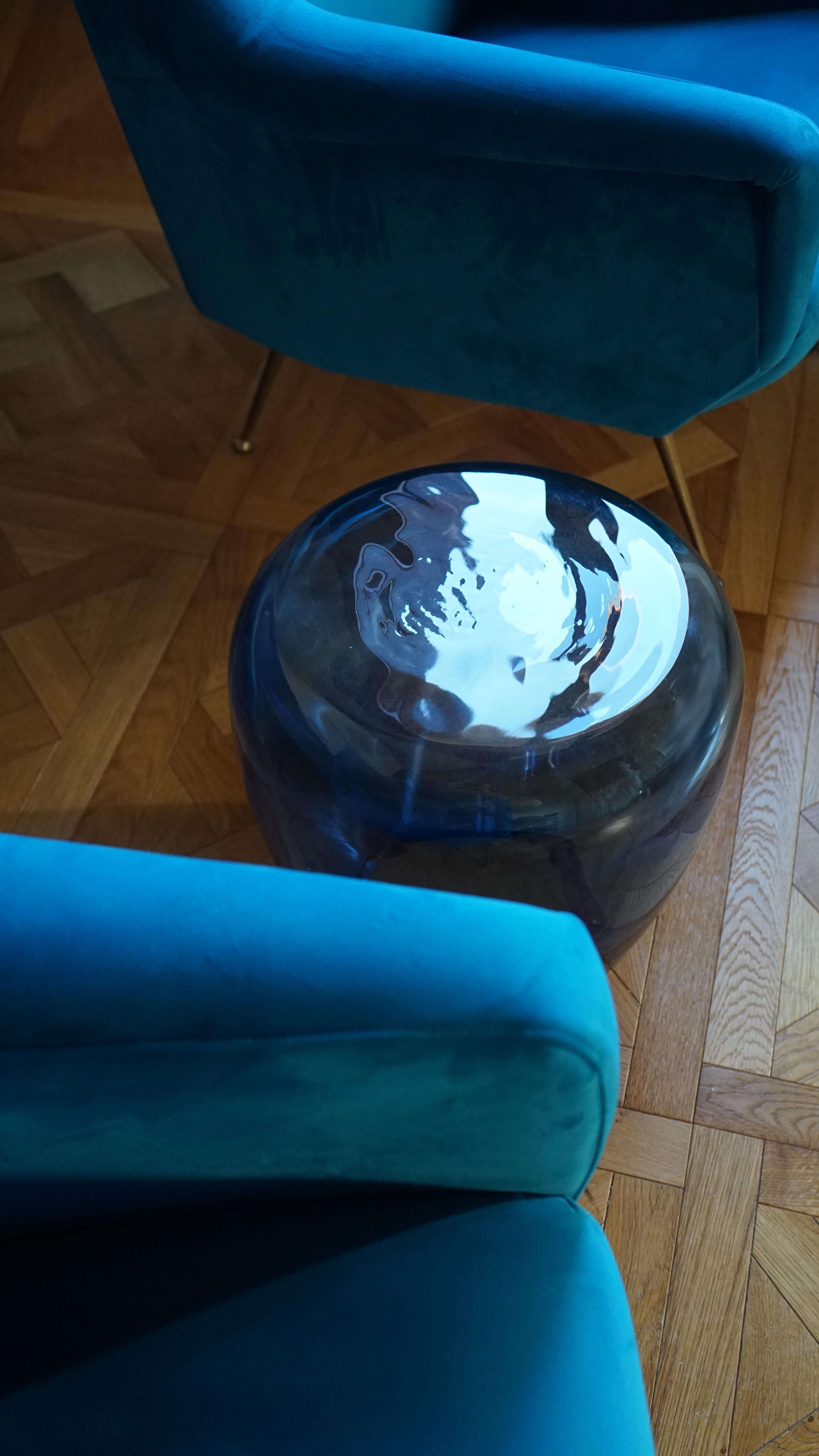 Side Table and Stool, Isola , Murano Blown Glass, Clear Blue KANZ, available For Sale 7