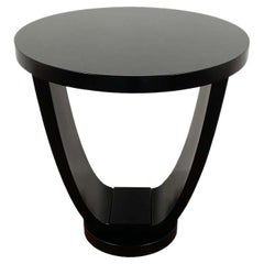 Round Side Table Art Deco Style in Black by Tischlerei Hänsdieke.