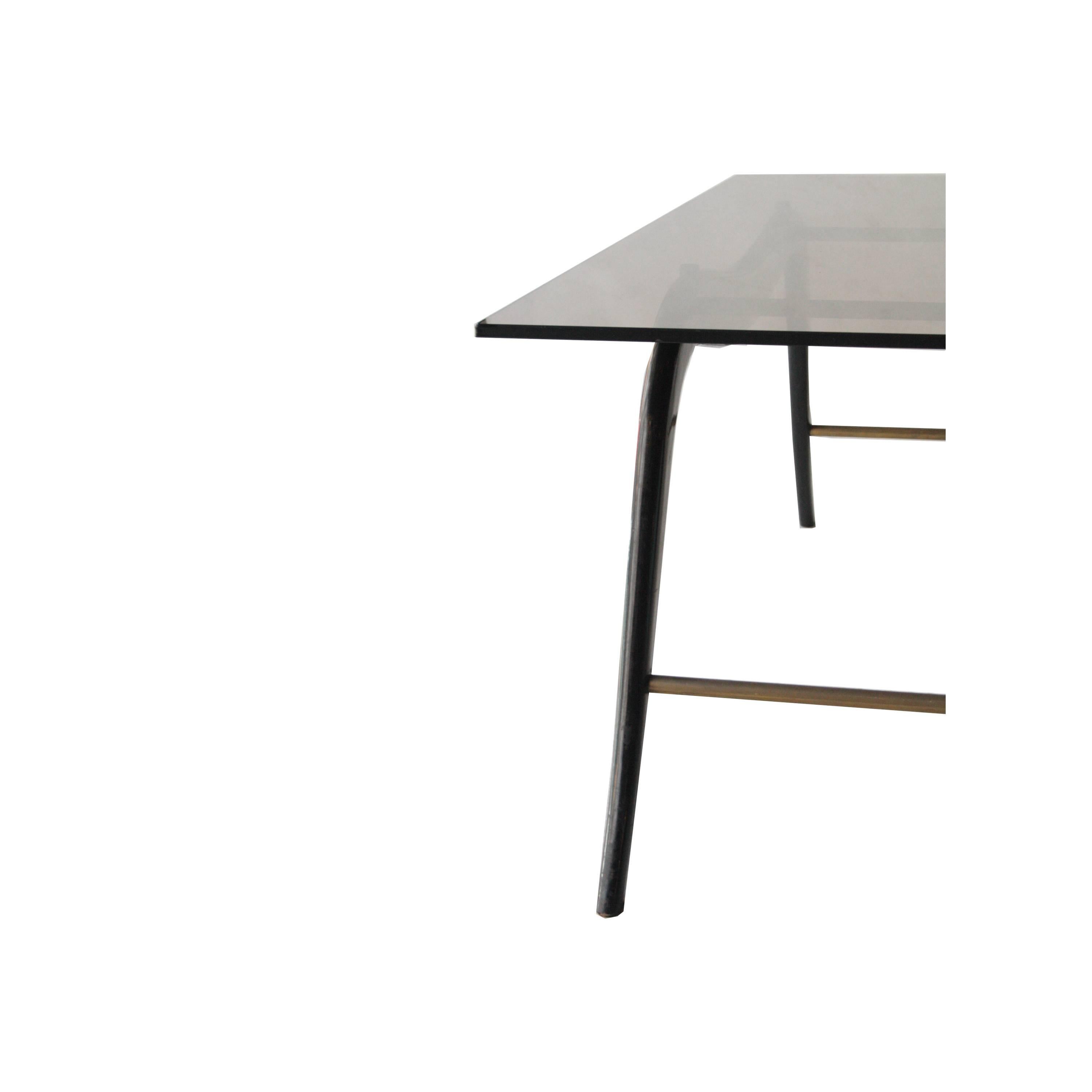 Ico Parisi Midcentury Rectangular Black Wood Glass Italian Side Table, 1950 For Sale 1