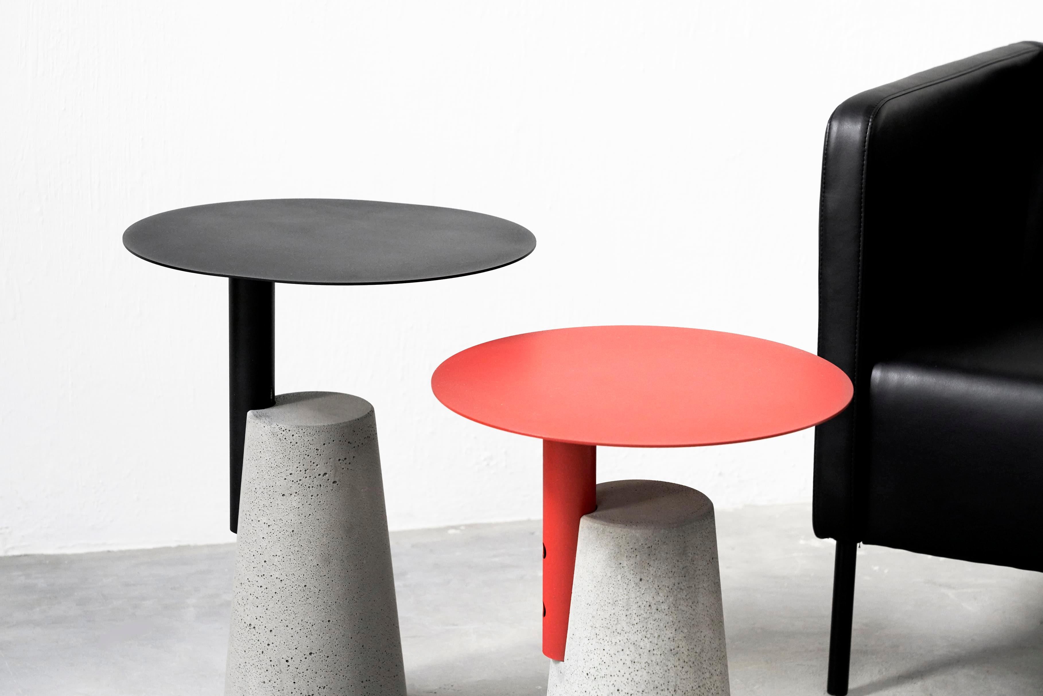 Contemporary Side Table 'BAI' Made of Concrete and Steel 'Large' '+Colors' For Sale