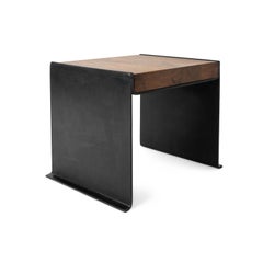 Table d'appoint / banc Organic Modern Contemporary Acier noirci et noyer