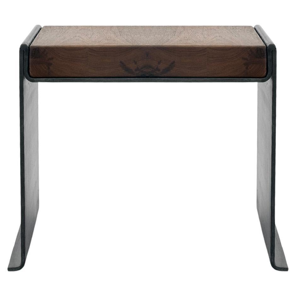 Side Table / Bench Organic Modern Contemporary Blackened Steel and Walnut