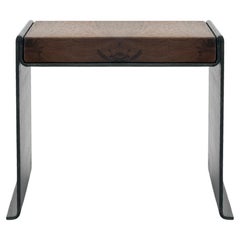 Side Table / Bench Organic Modern Contemporary Blackened Steel and Walnut