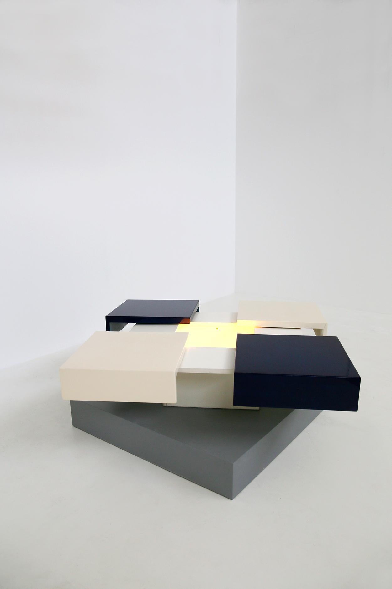 Side Table by Cesare Augusto Nava in White and Blue Lacquered Wood, Certificate 5