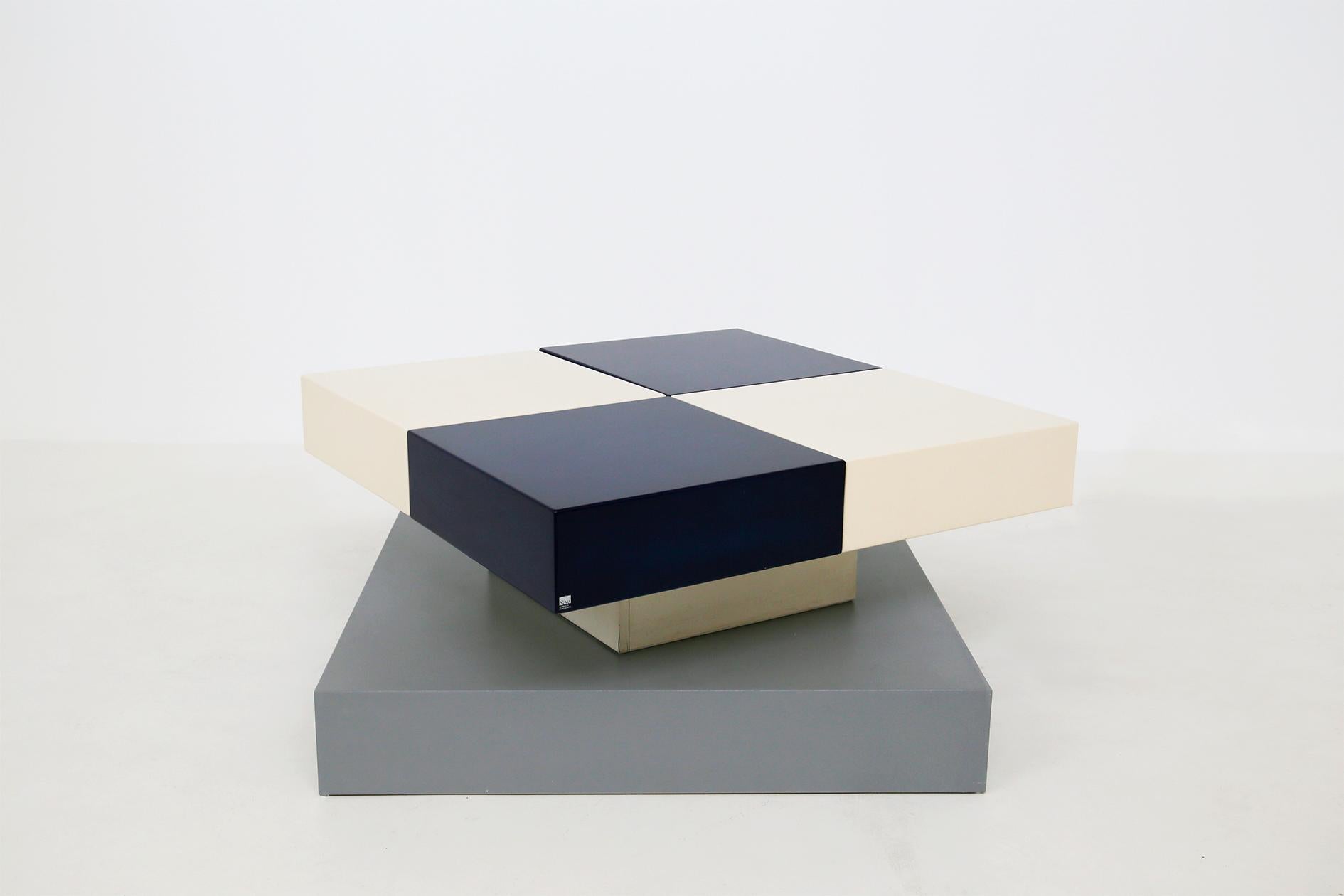 
 Italian coffee table designed by Cesare Augusto Nava in 1970. The coffee table is a prototype of Cesare Augusto Nava's small Design collection and is accompanied by a certificate of authenticity. Nava's training was forged by the great architect