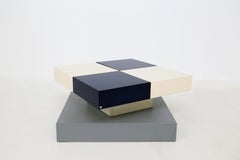 Side Table by Cesare Augusto Nava in White and Blue Lacquered Wood, Certificate