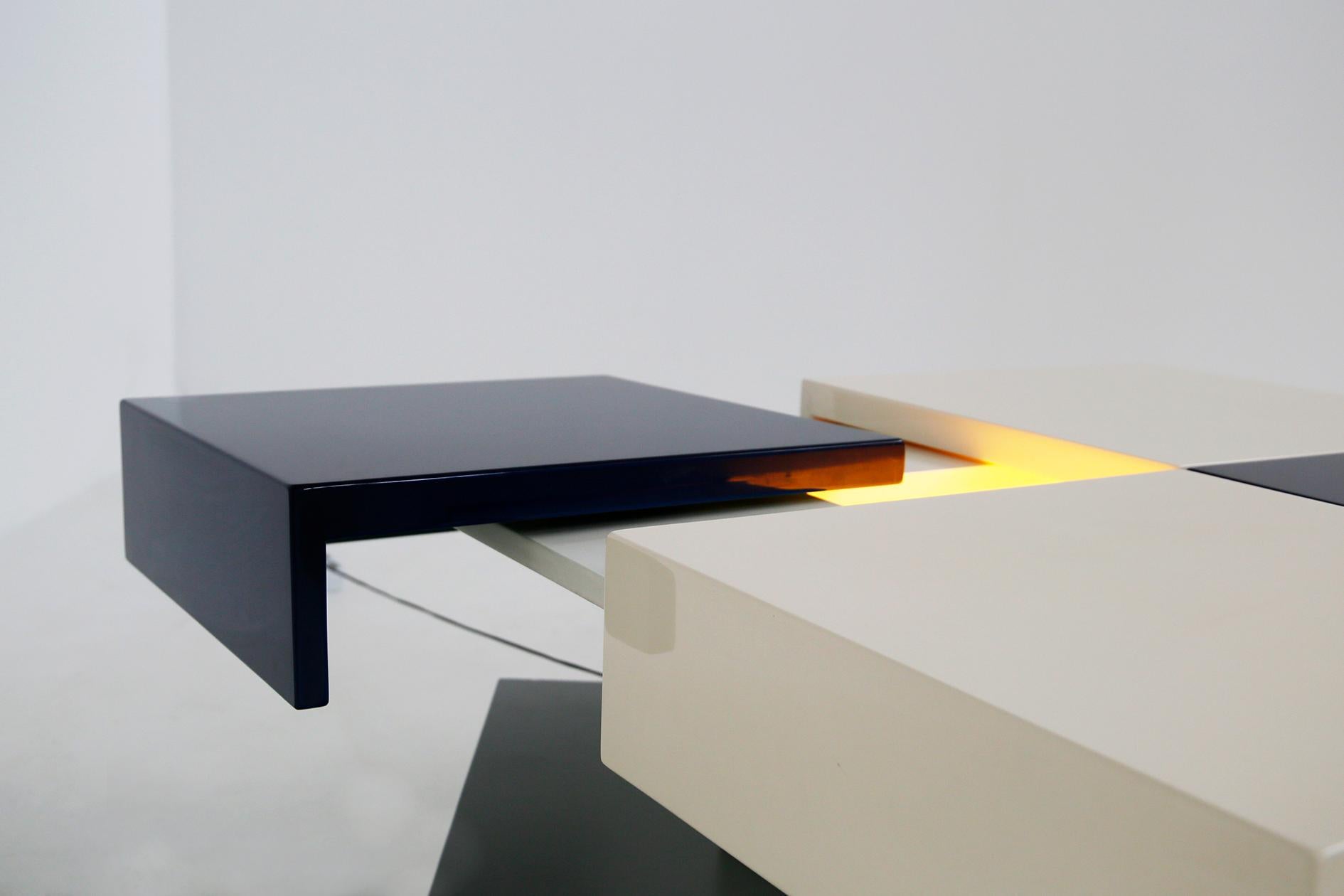 Side Table by Cesare Augusto Nava in White and Blue Lacquered Wood, Certificate 1