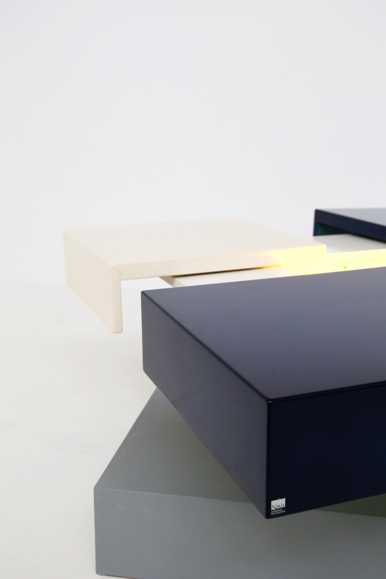 Side Table by Cesare Augusto Nava in White and Blue Lacquered Wood, Certificate 3