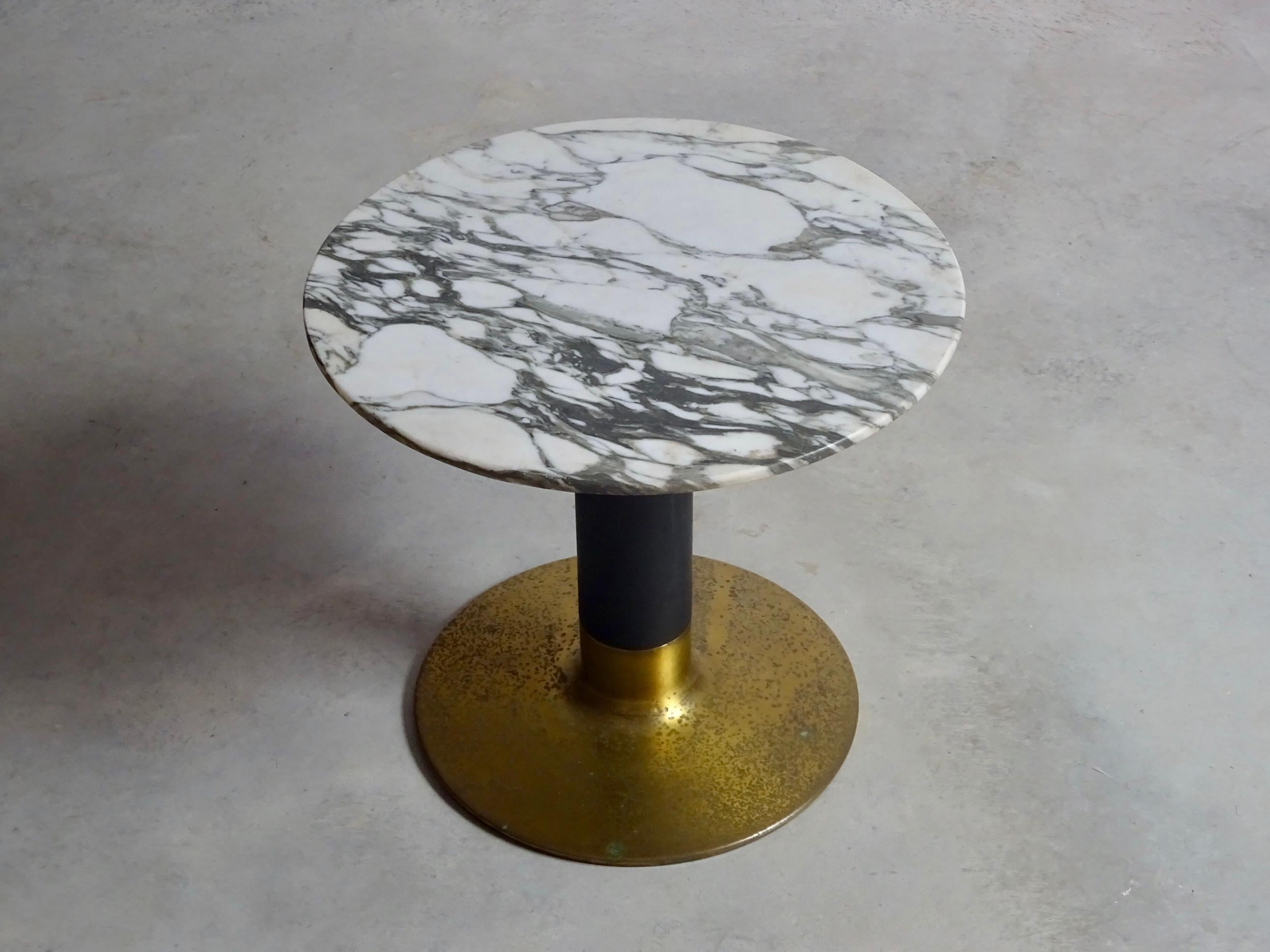 Side table in iron, brass, wood and marble, produced by “H Muebles”, Spain 1960’s.