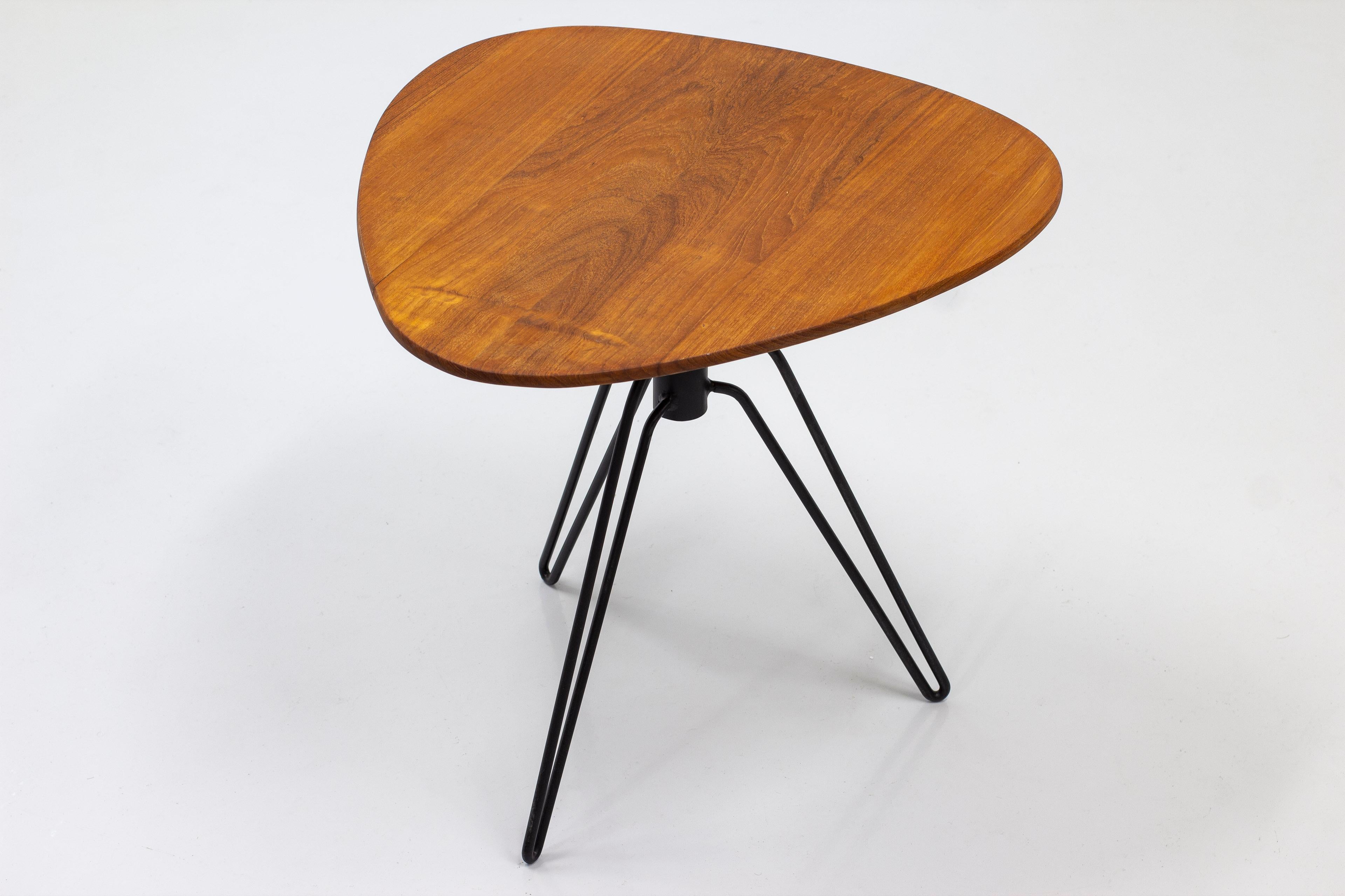 Scandinavian Modern Side Table by Hans-Agne Jakobsson in Teak and Steel, Sweden, 1950s