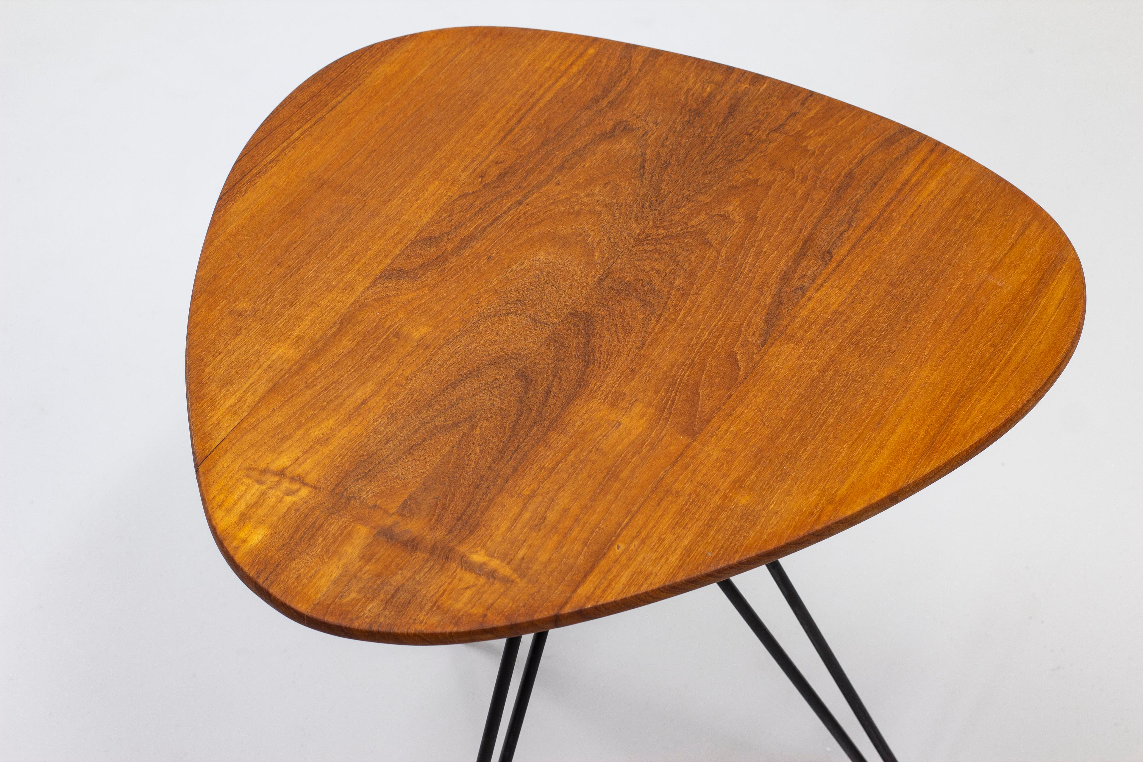 Swedish Side Table by Hans-Agne Jakobsson in Teak and Steel, Sweden, 1950s