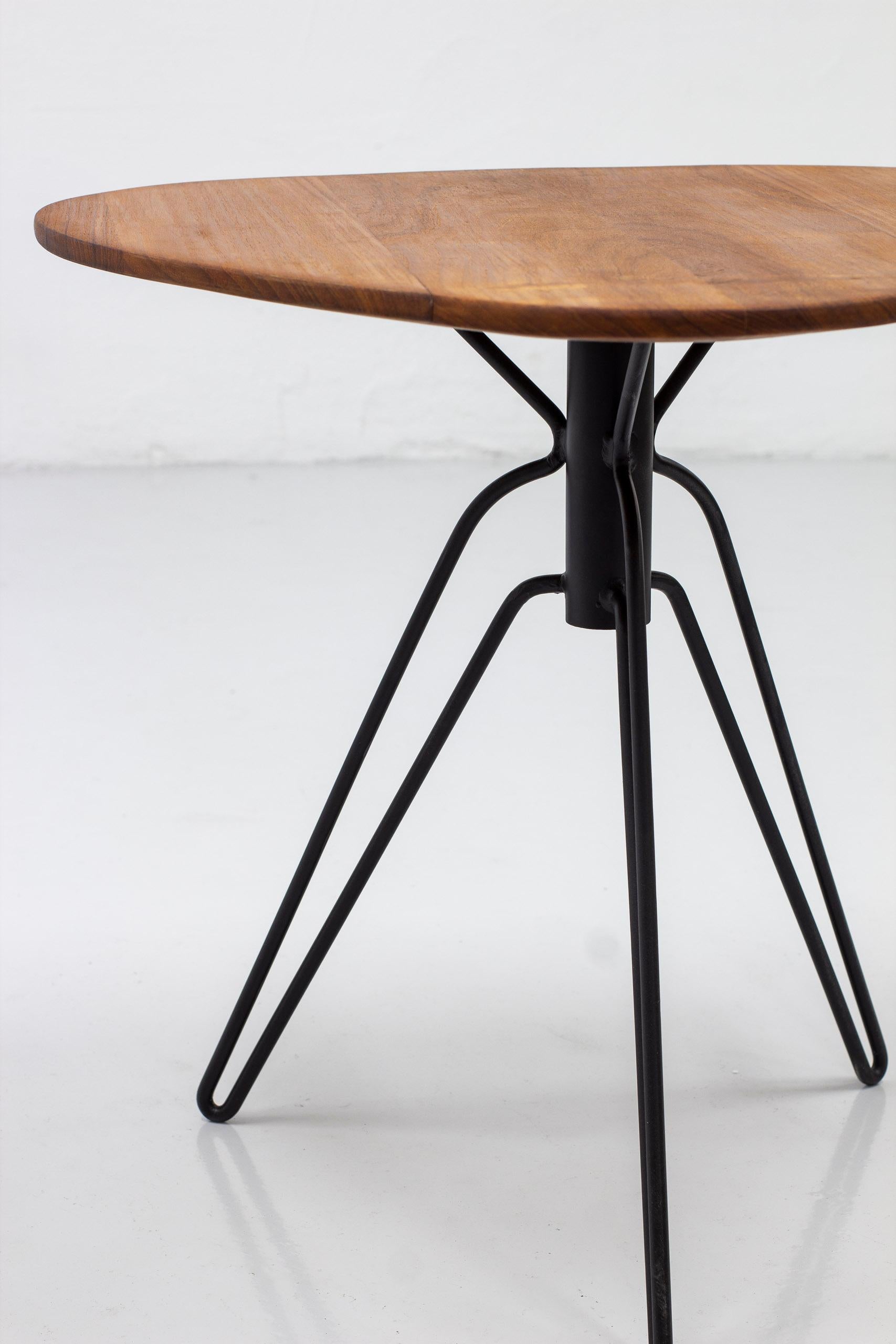 Side Table by Hans-Agne Jakobsson in Teak and Steel, Sweden, 1950s In Good Condition In Hägersten, SE