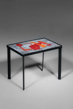Side Table by Jean and Robert Cloutier Enameled Lava Stone