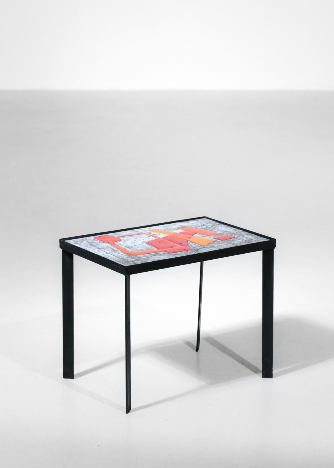 Side Table by Jean and Robert Cloutier Enameled Lava Stone 1
