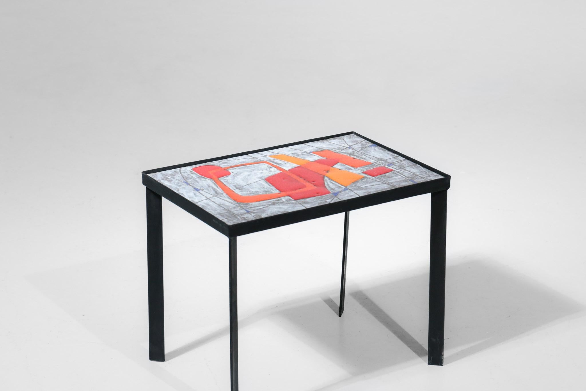 Side Table by Jean and Robert Cloutier Enameled Lava Stone 2