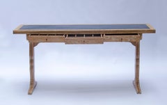 Art Deco Side Table by Jean-Michel Frank, Decapé Oak, Leather Top