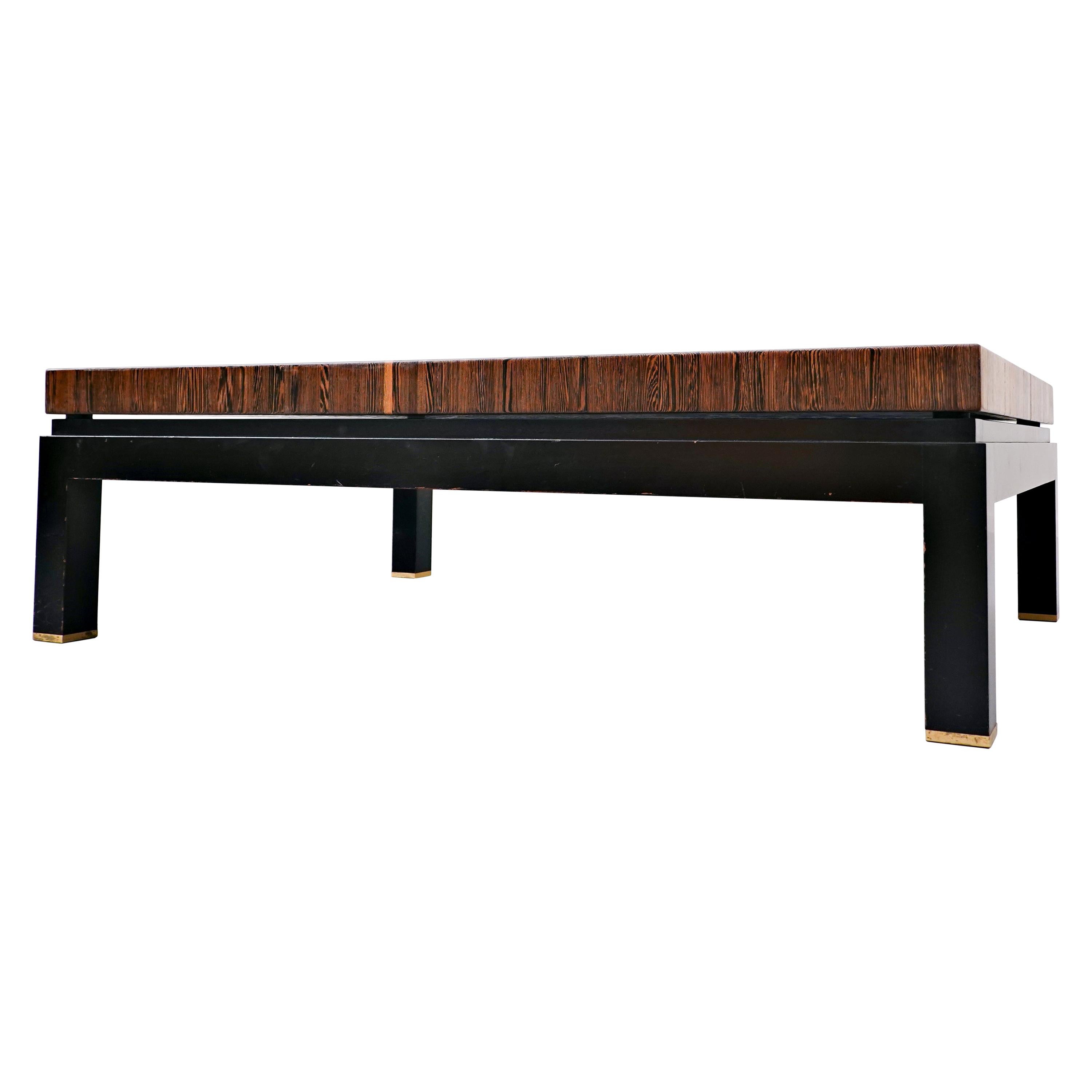 Table d'appoint Jules Wabbes, bois et laiton, Belgique, années 1960