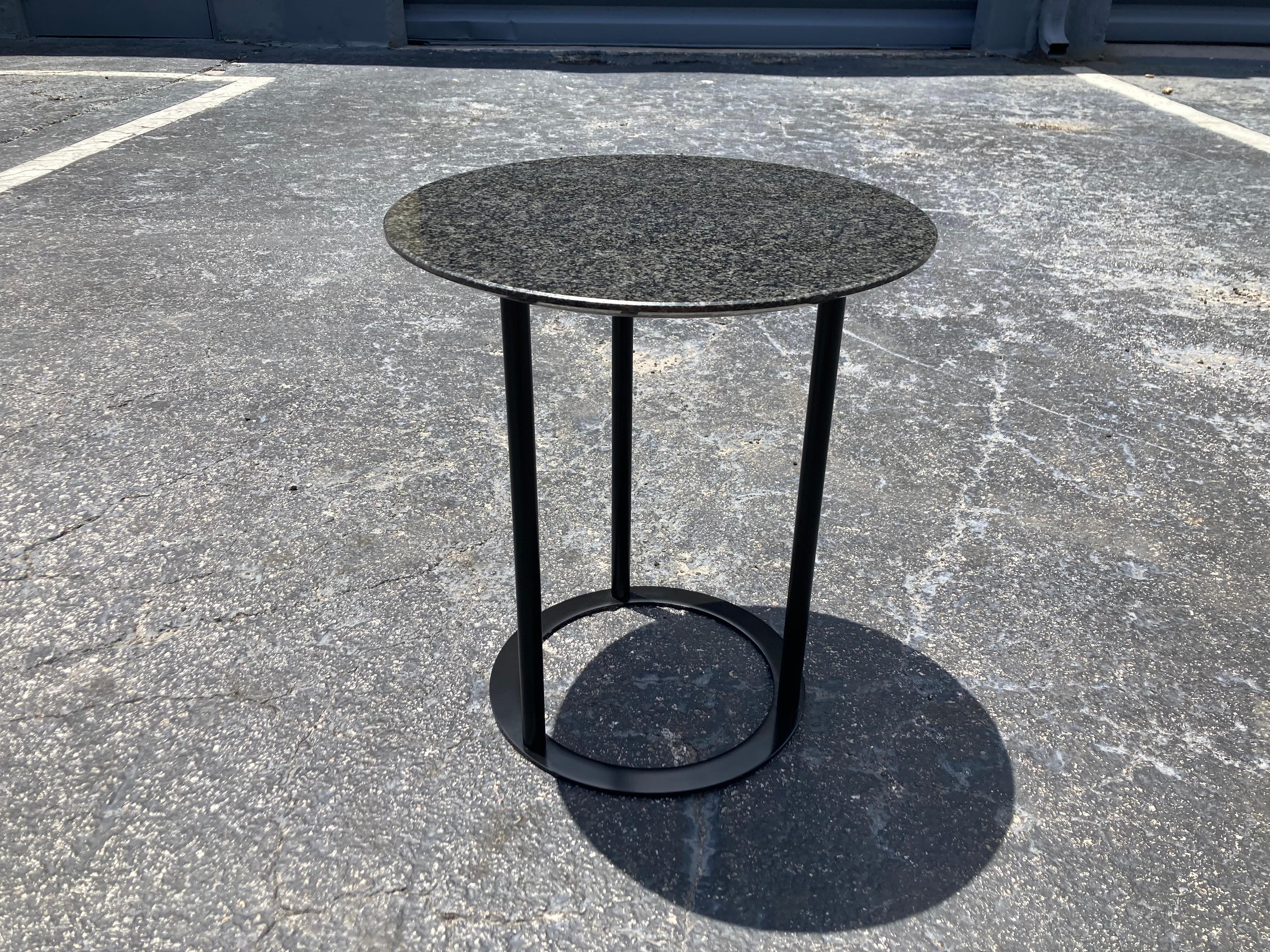 Side Table by Laura Griziotti for Arflex, black painted steel base and Granite top. No longer in production.