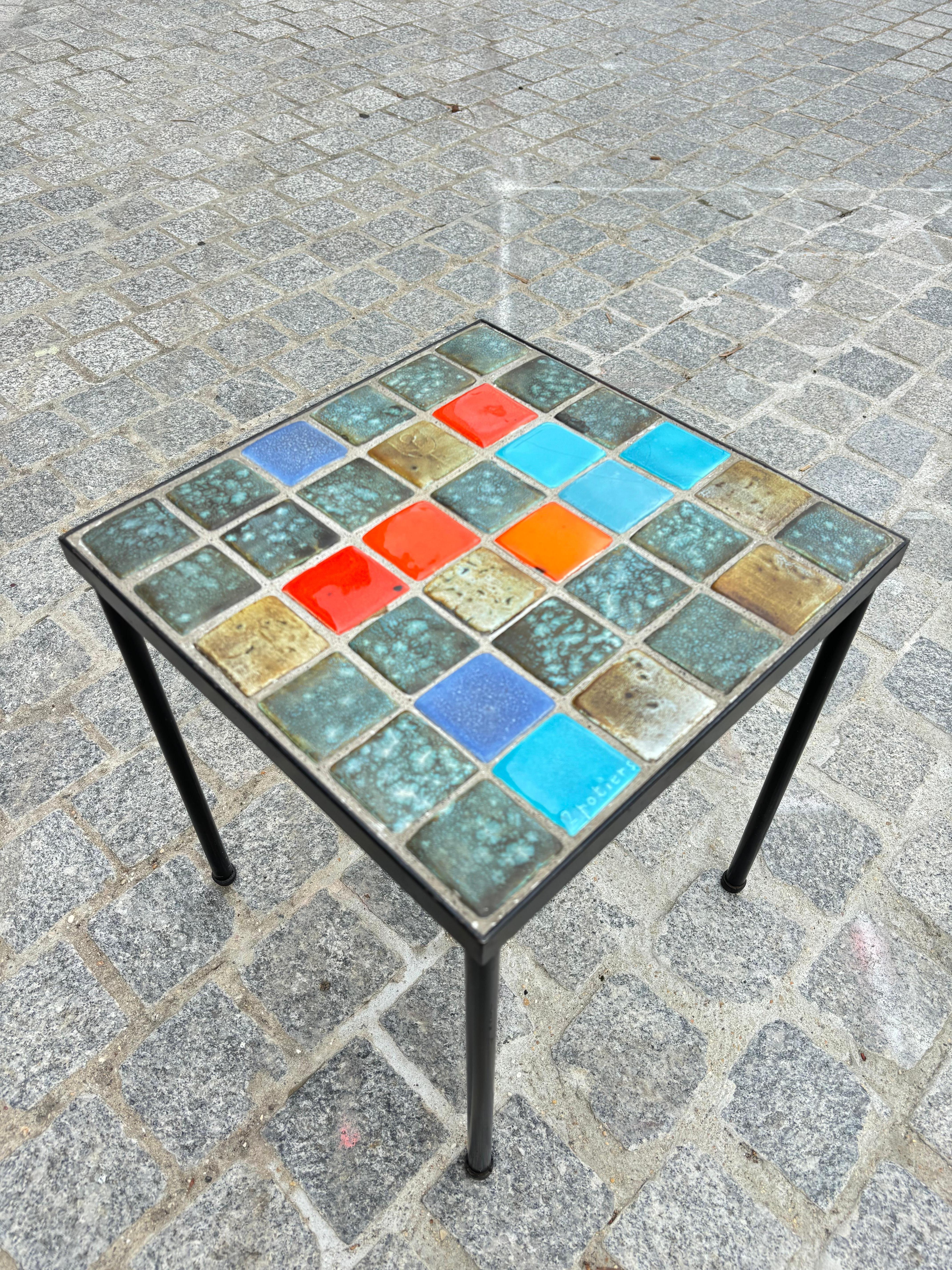 Mid-Century Modern Side table by les 2 Potiers For Sale