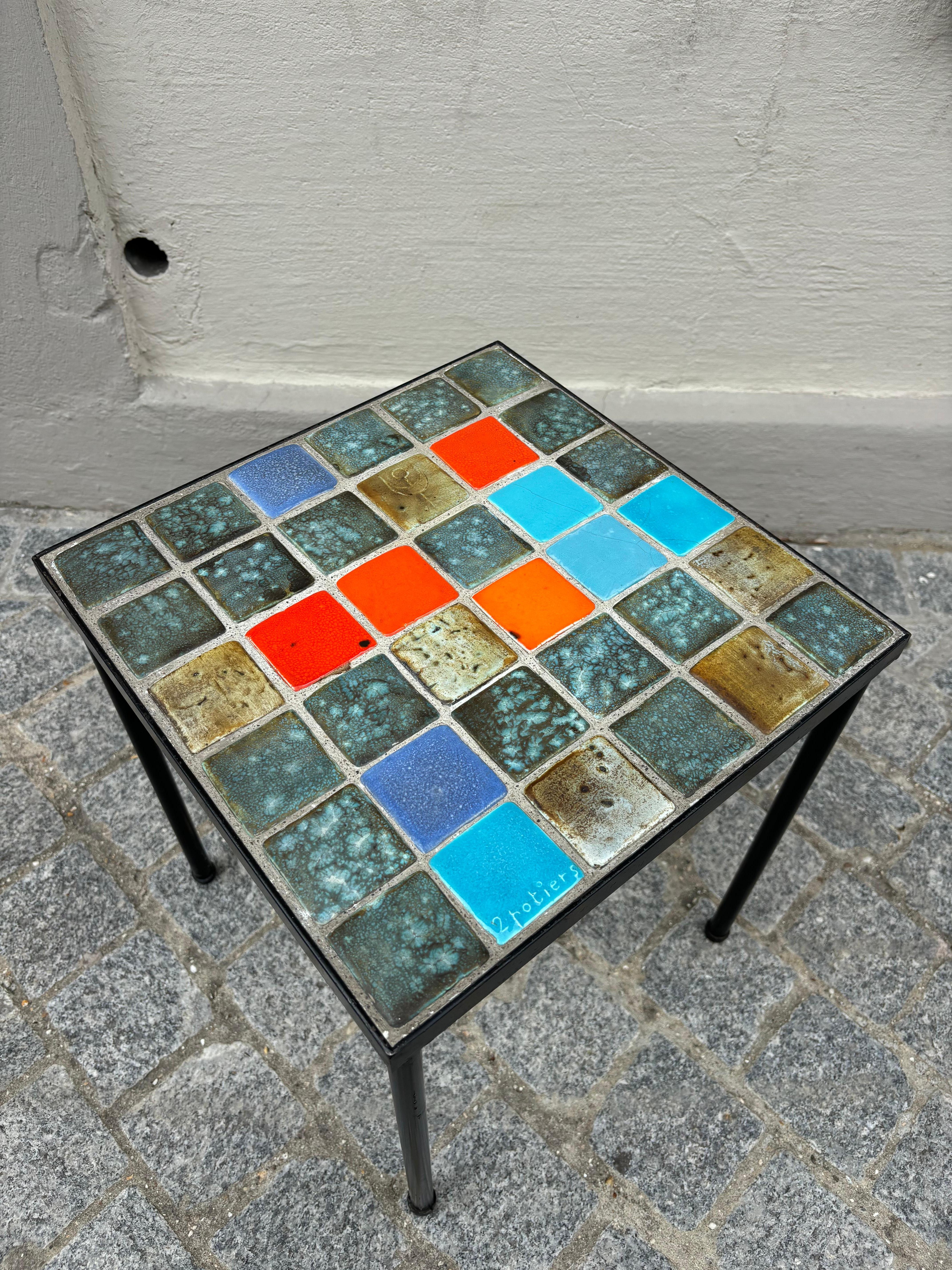 French Side table by les 2 Potiers For Sale