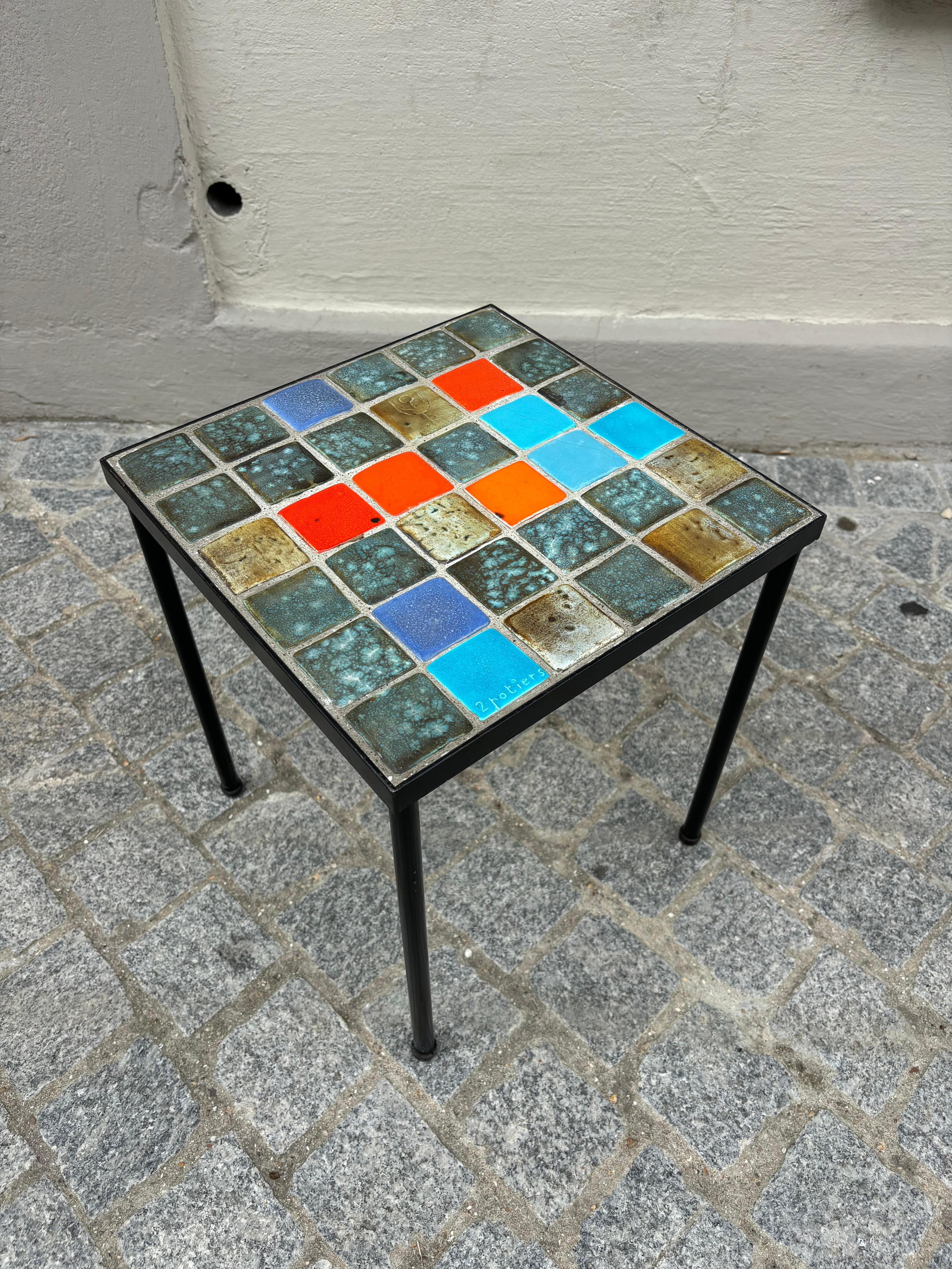 Ceramic Side table by les 2 Potiers For Sale