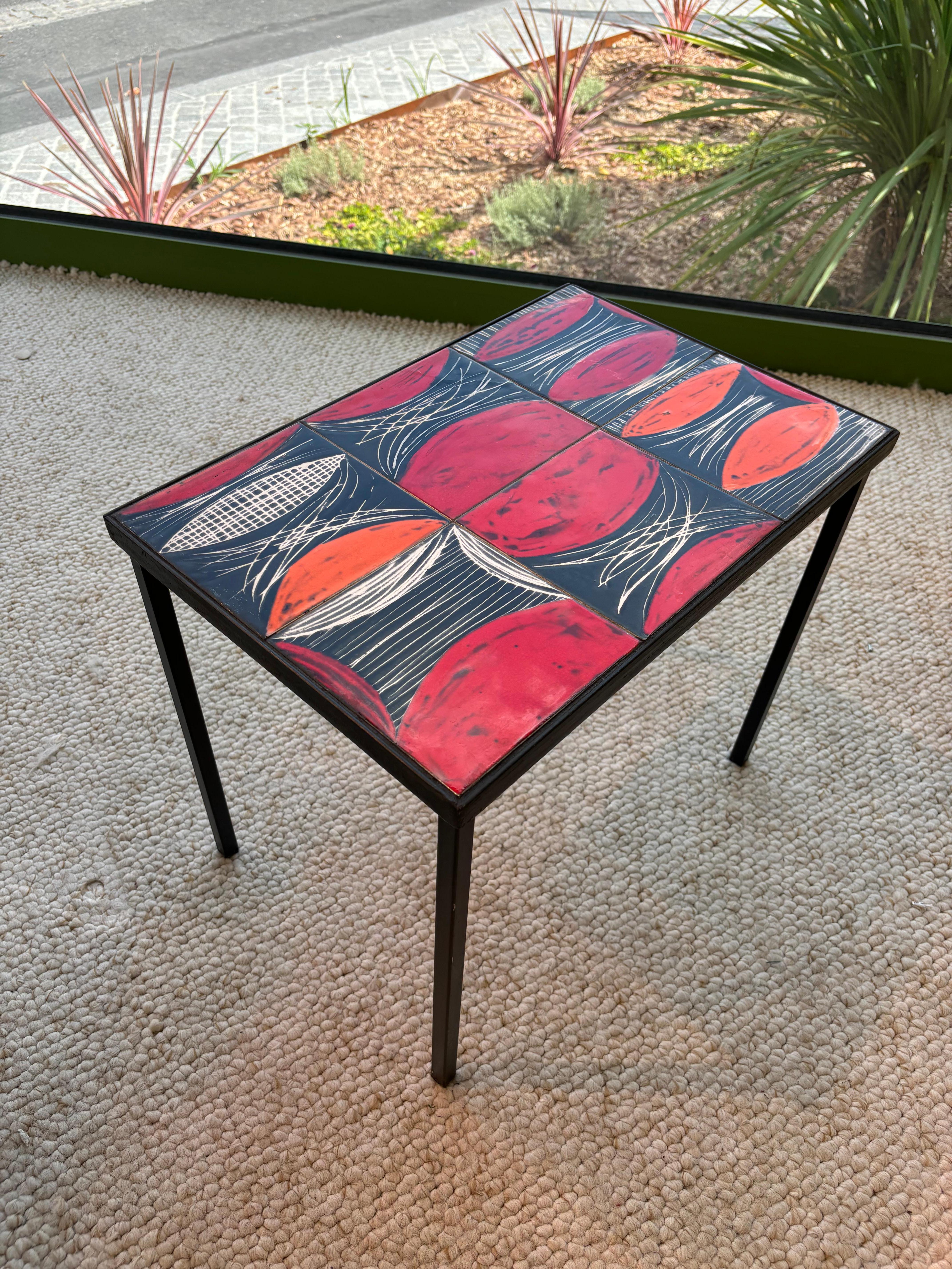 Ceramic Side table by les frères Cloutier For Sale