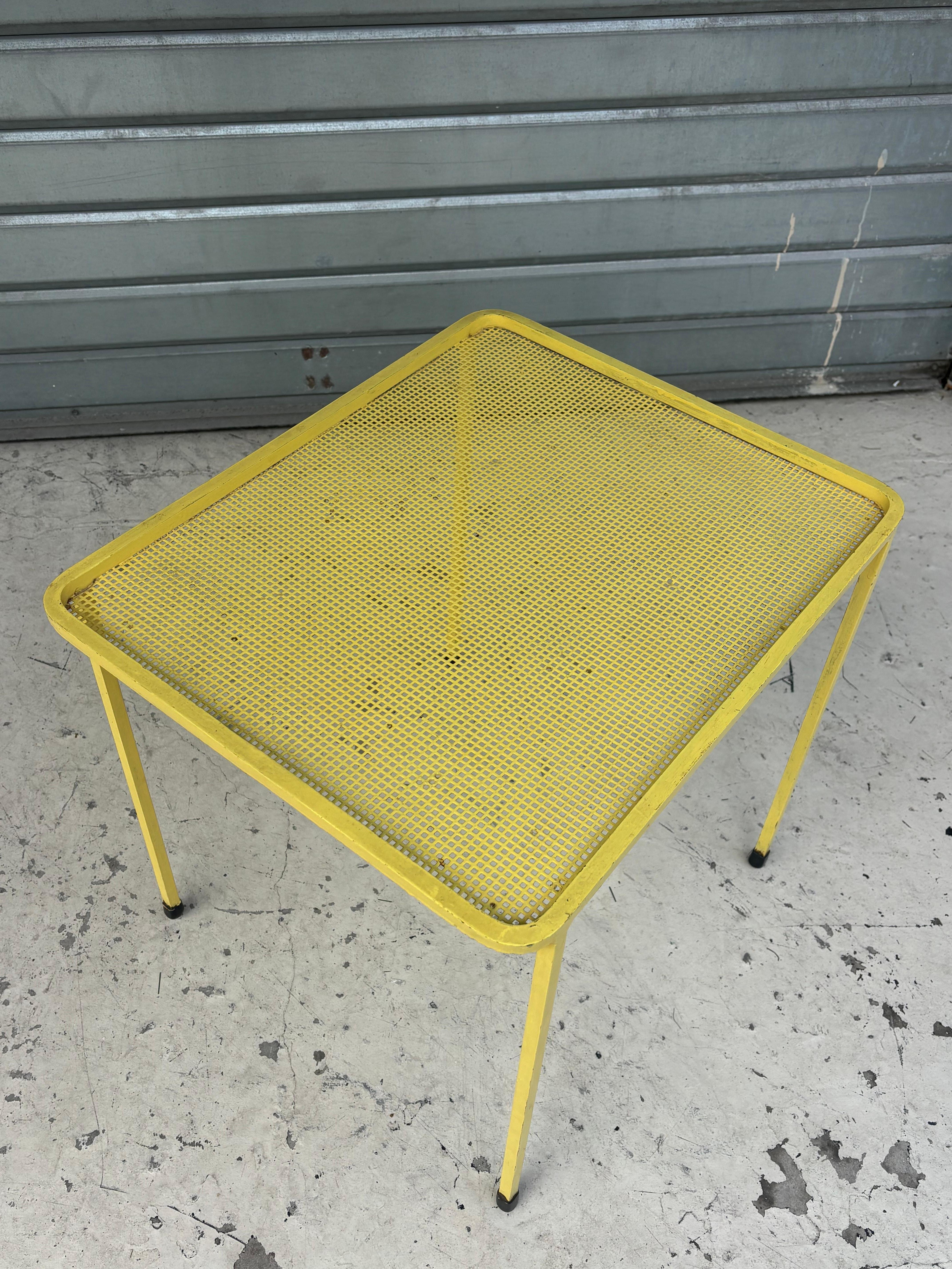 Metal Side table by Mathieu Mat�égot For Sale