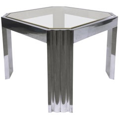 Side Table by Milo Baughman in Polished Stainless and Brass