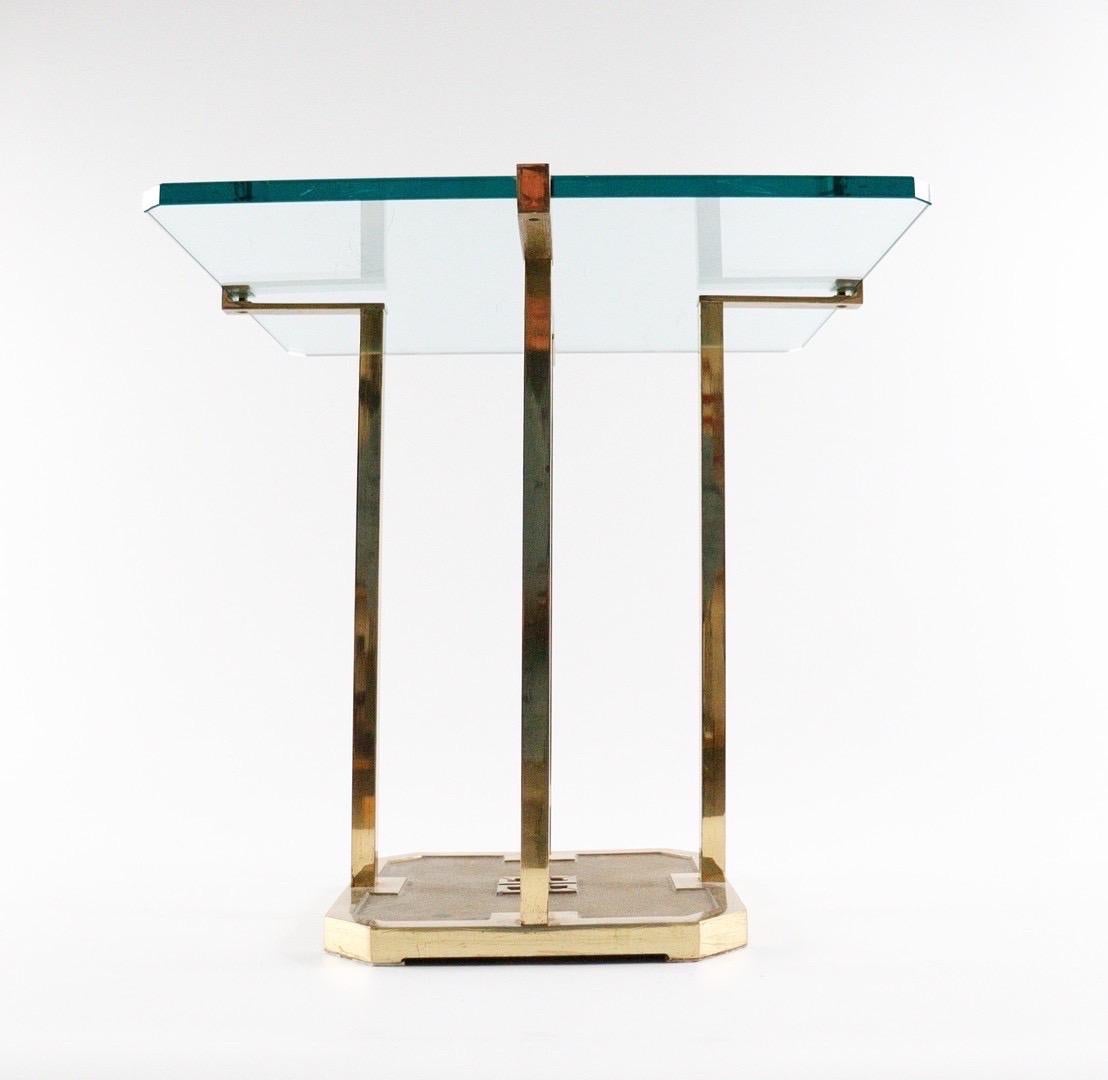 Mid-Century Modern Side Table by Peter Ghyczy for Ghyczy + Co Design, Polished Brass and Glass 1970 For Sale